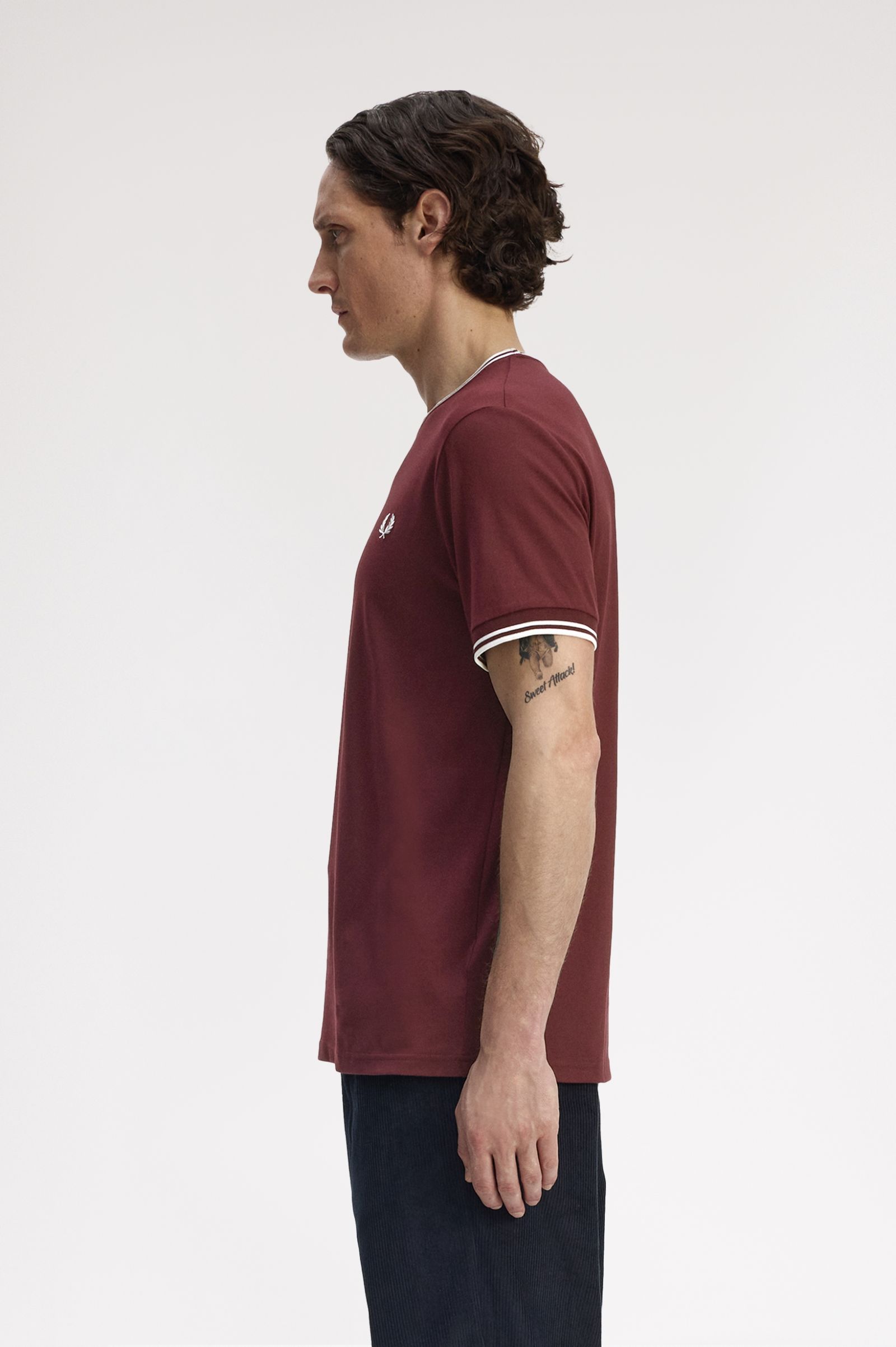Fred Perry Twin Tipped T-Shirt (Oxblood/Ecru)