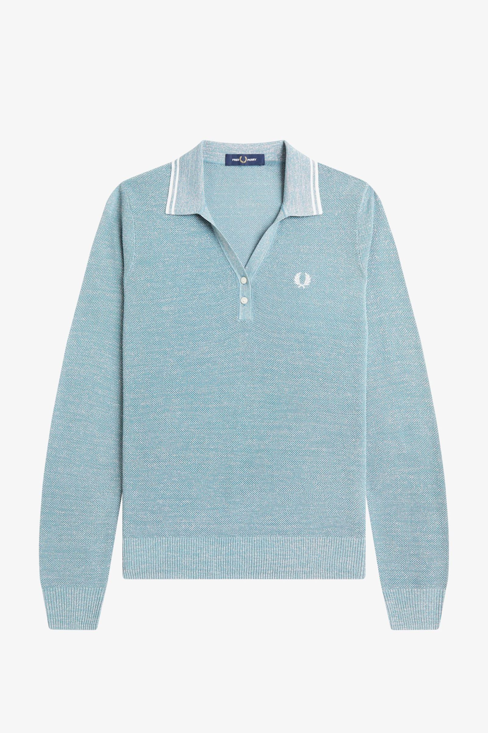 Fred Perry Textured Metallic Knit Polo Shirt