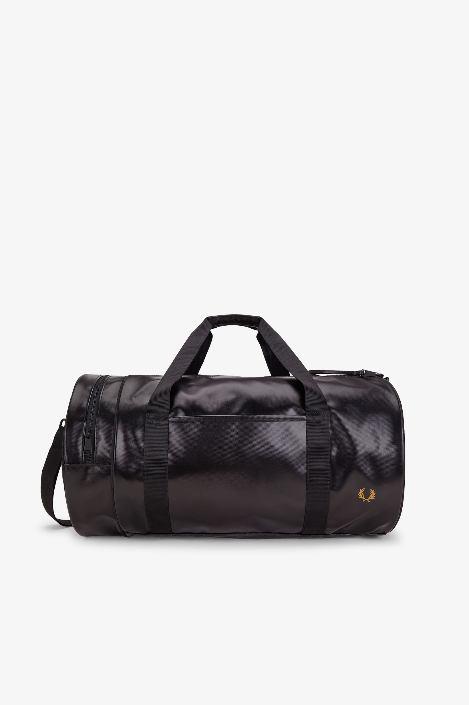 Fred Perry Tonal Large Barrel Bag In Black 