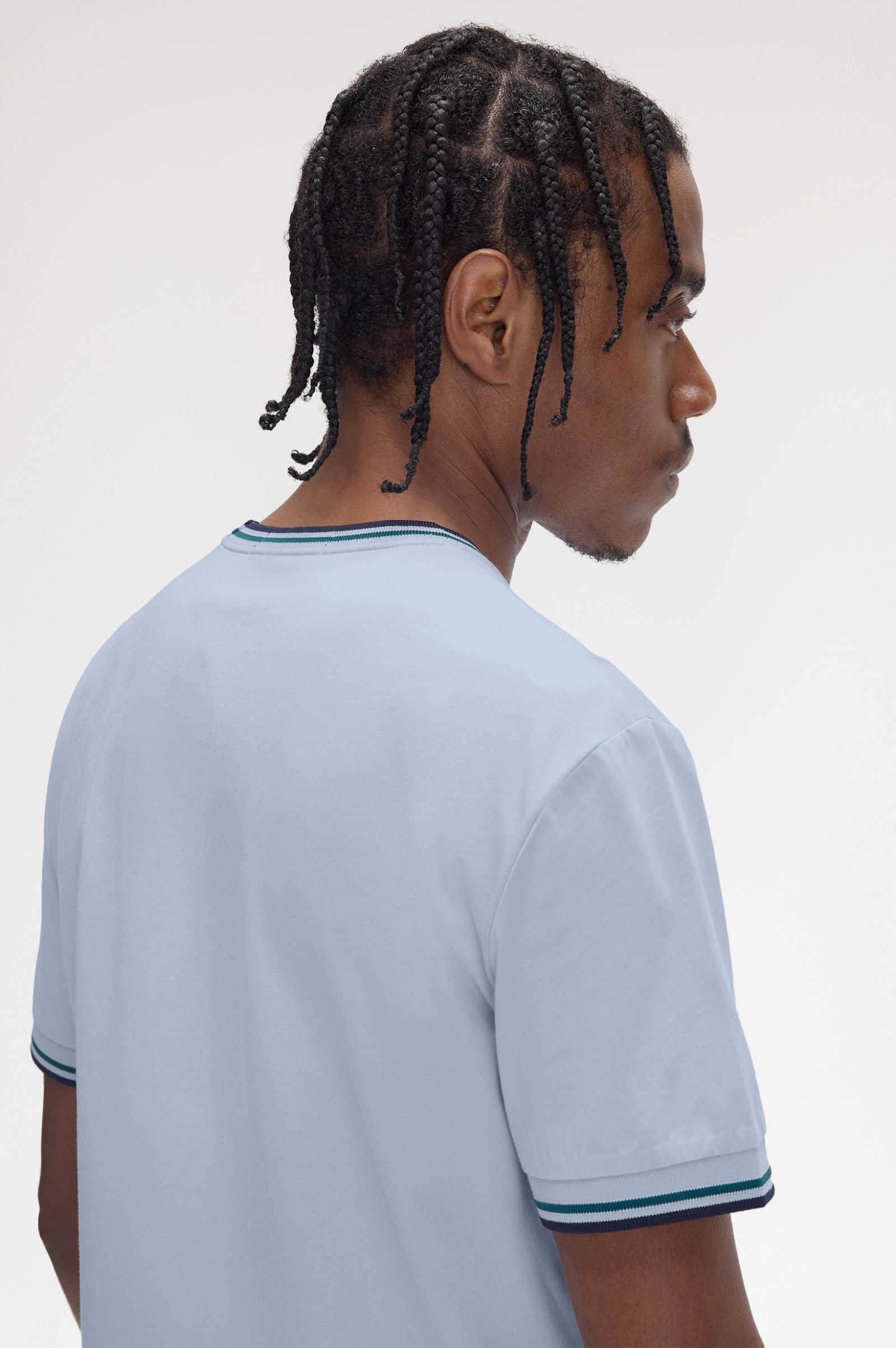 Fred Perry Twin Tipped T-Shirt in Light Smoke/Petrol Blue/Navy 