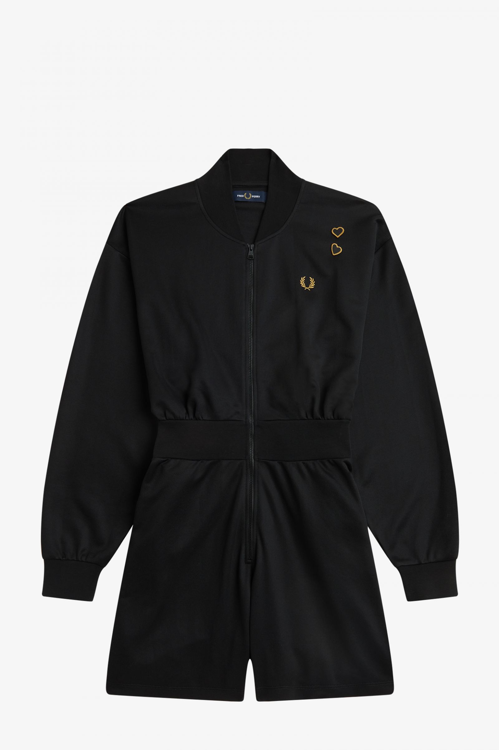 Fred Perry Amy Winehouse Playsuit mit durchgehendem Reißverschluss in Black