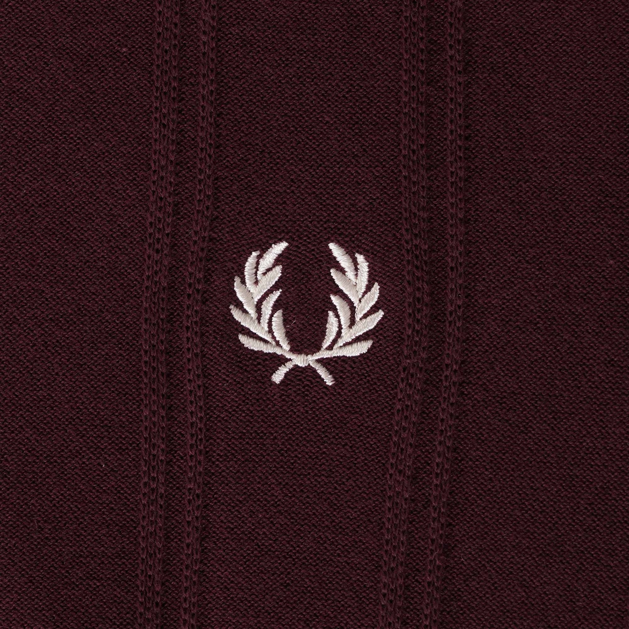 Fred Perry Tipping Texture Knitted Shirt Oxblood