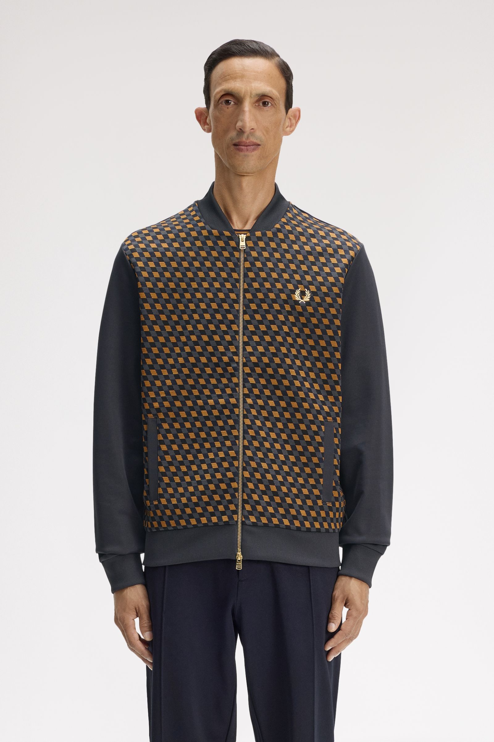 Fred Perry Geometric Track Jacket (Anchor Grey)