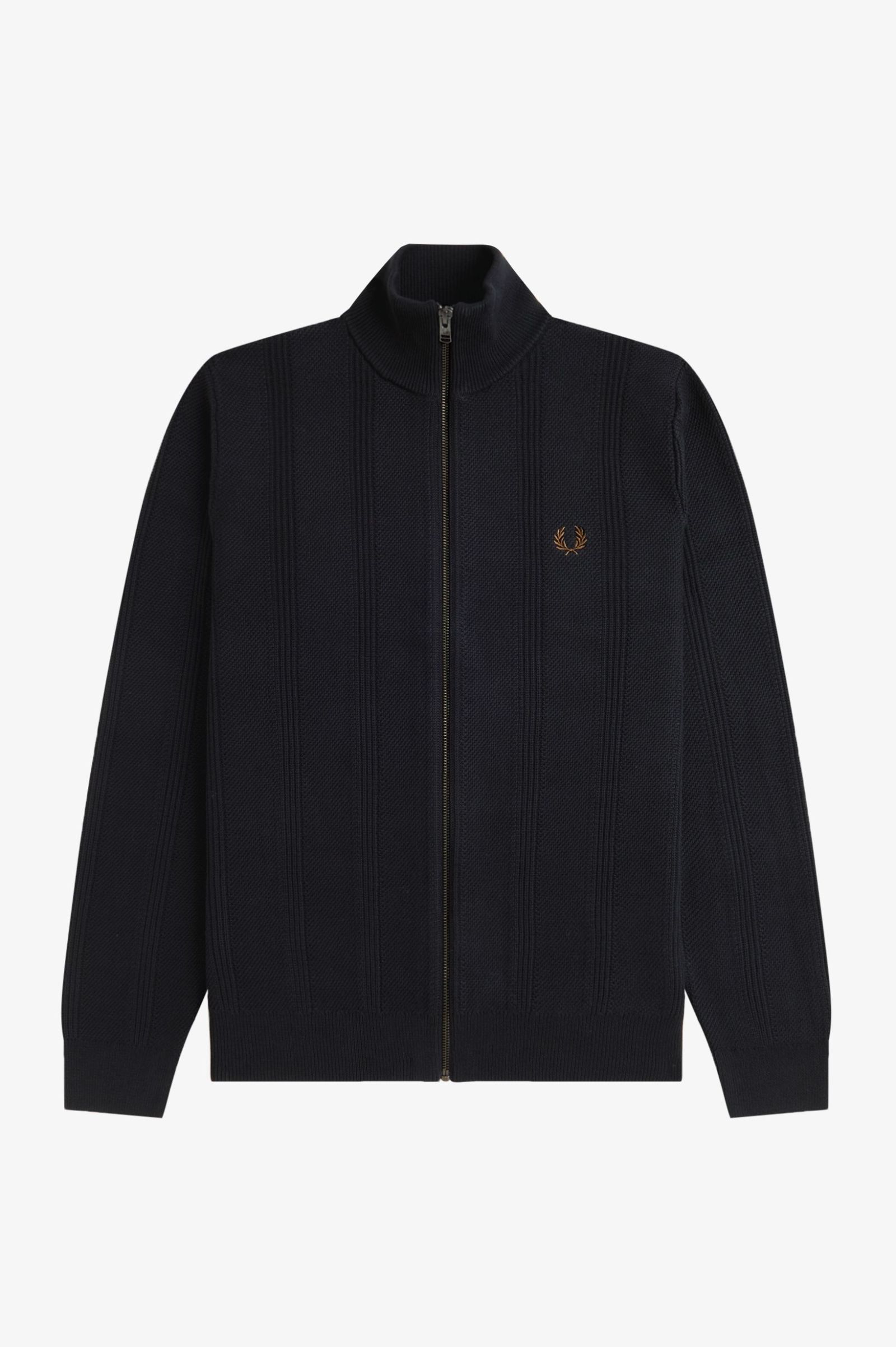 Fred Perry Textured Zip Through Cardigan (Black)