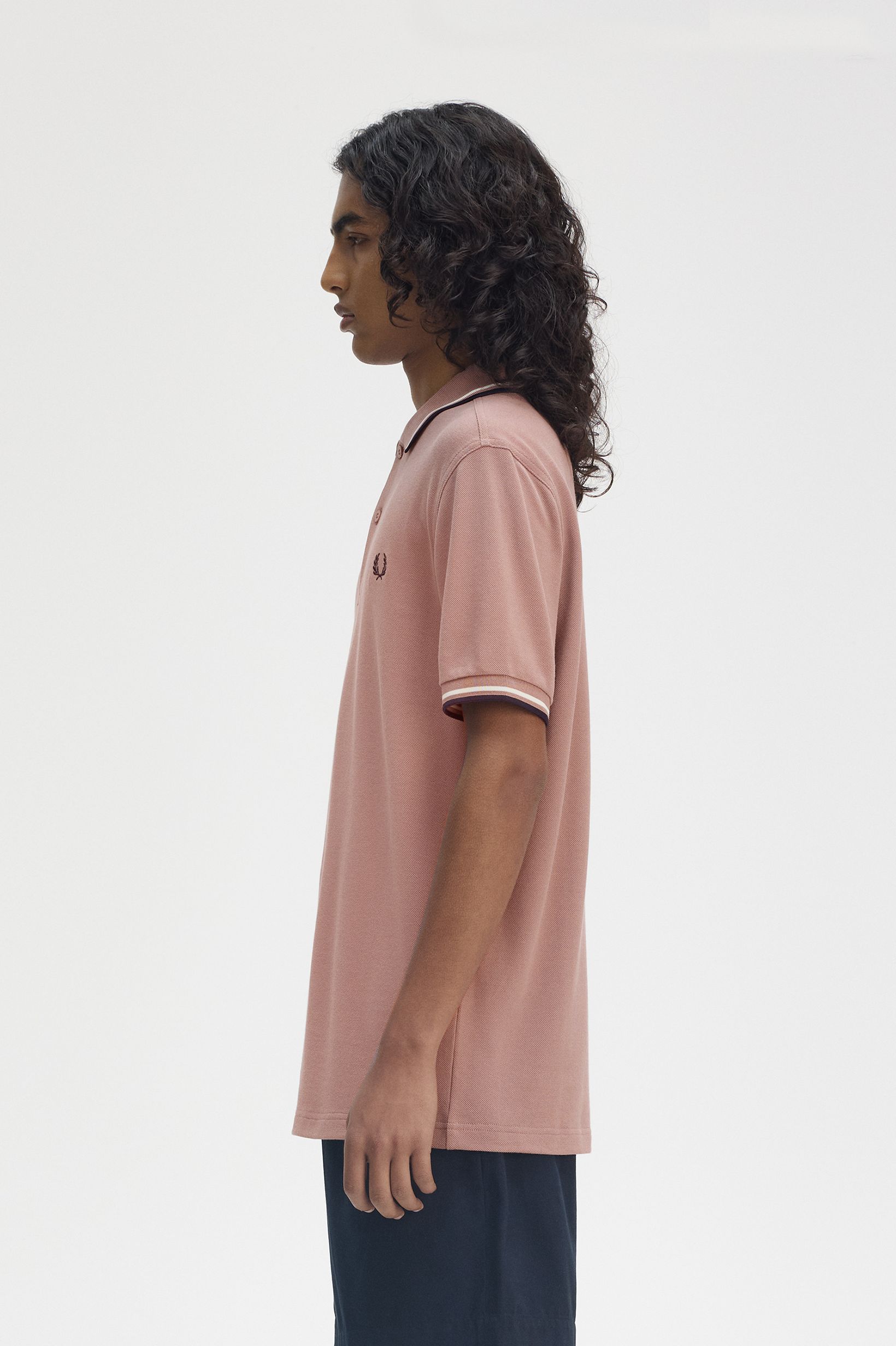 Fred Perry  Twin Tipped Polo Shirt (Dark Pink/Ecru/Navy)