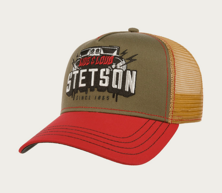 Stetswon Festival Live and Loud Trucker Cap in Beige-Red