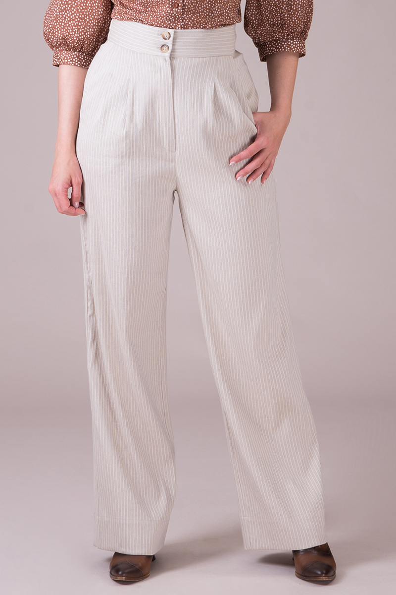 Emmy Design Good Old Grandpa Hose in Natural Linen Pinstripe