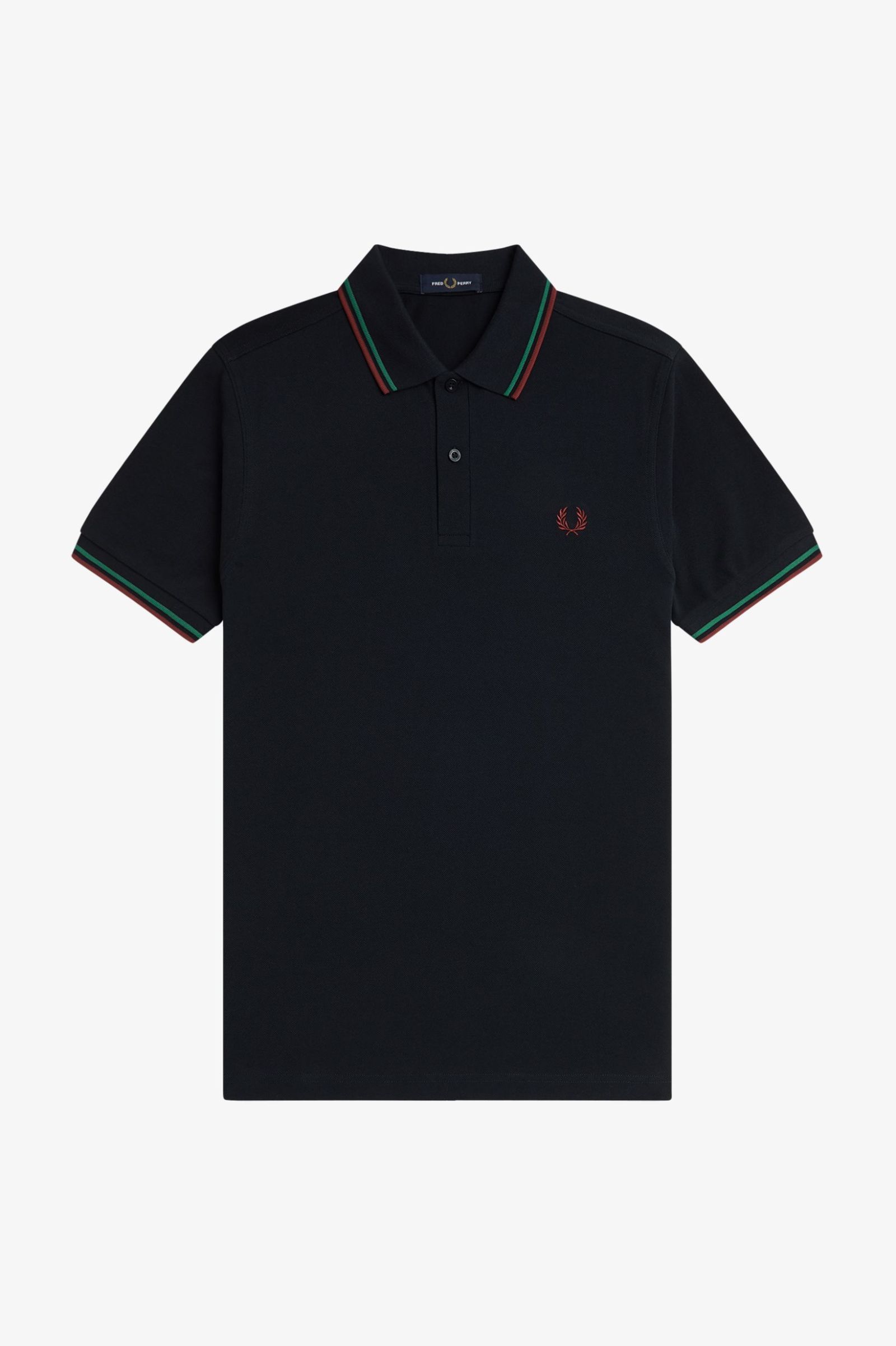 Fred Perry Twin Tipped Polo Shirt (Navy/Sport Green/Burnt Red)