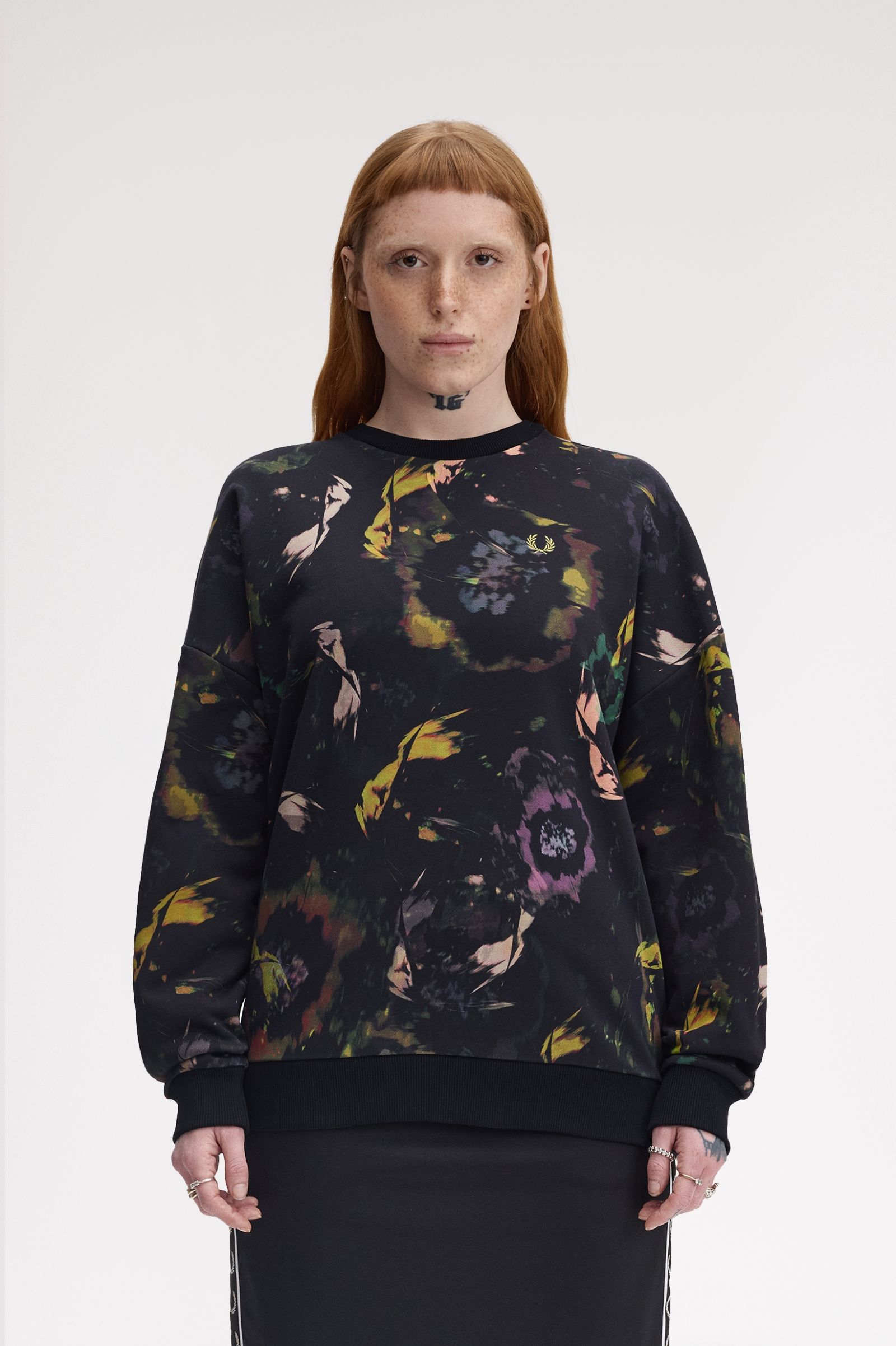 Fred Perry Floral Print Sweatshirt (Black)