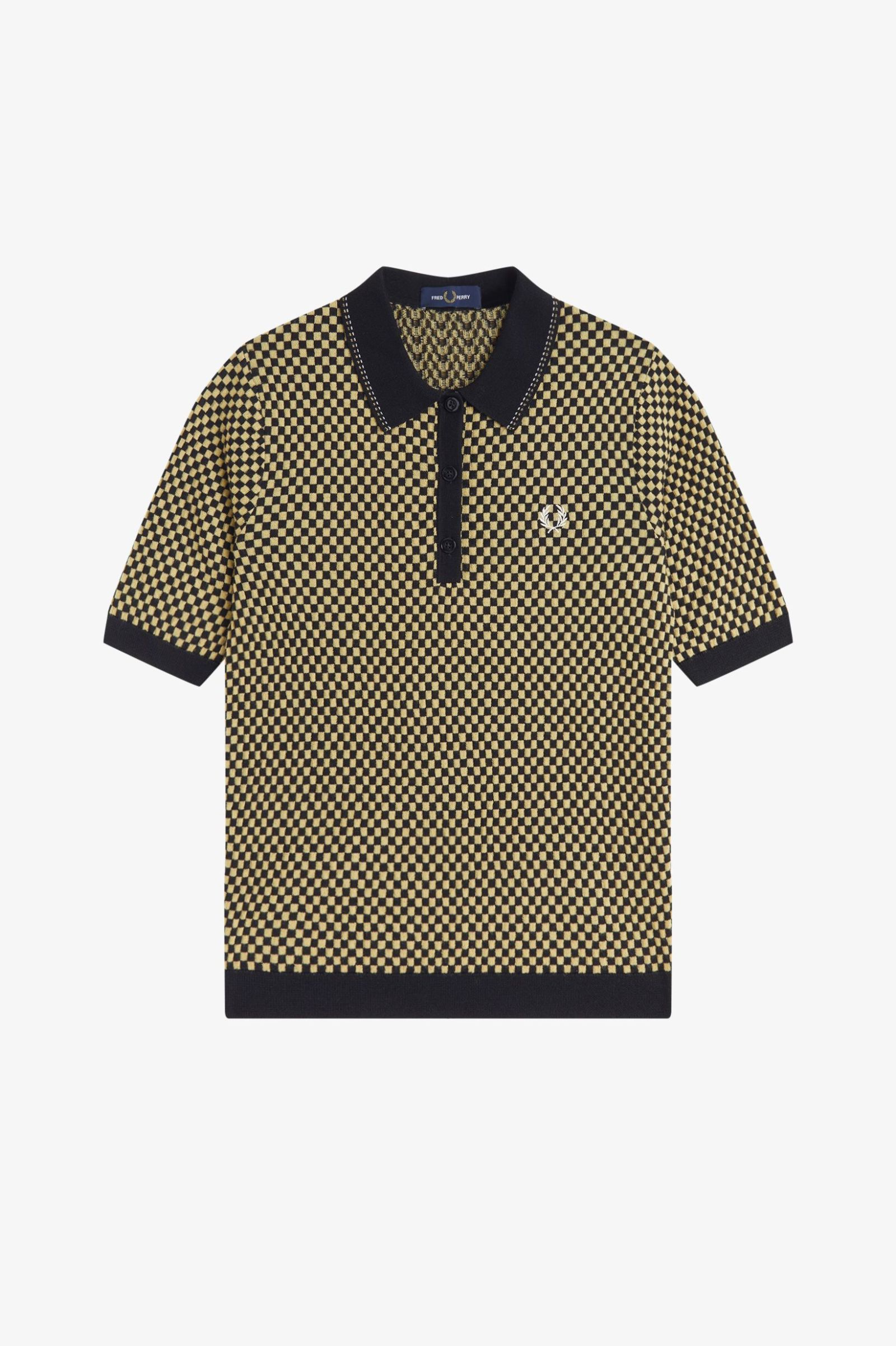 Fred Perry Chequerboard Knitted Shirt (Black)