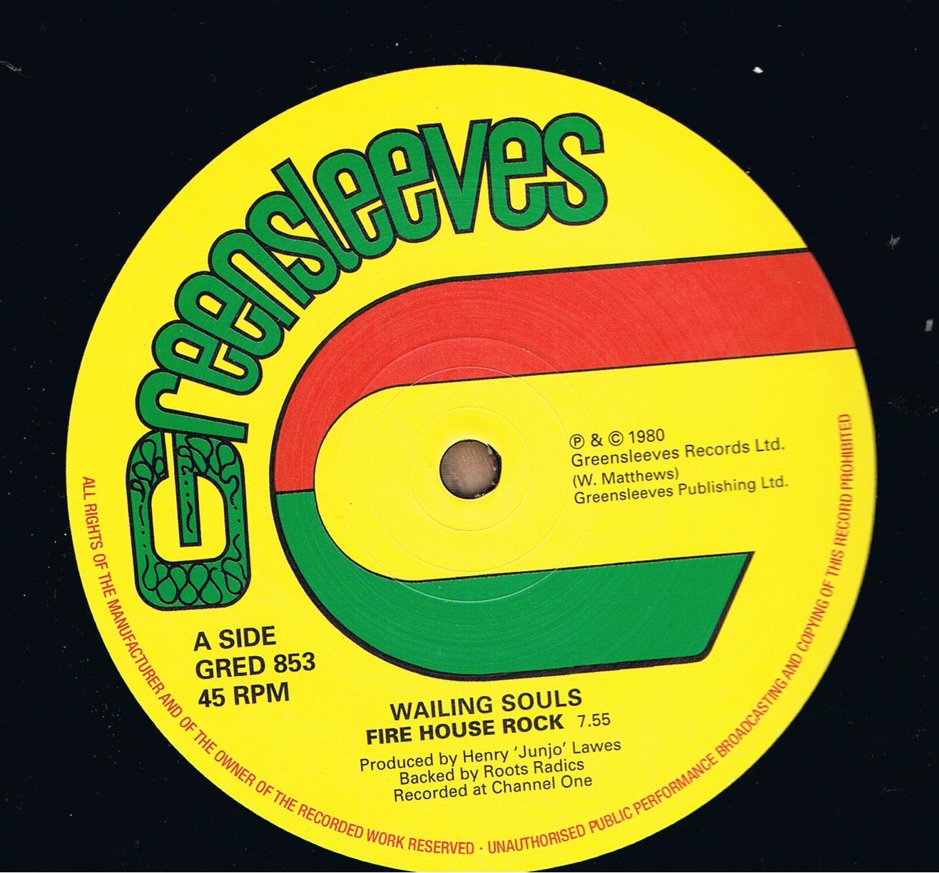 Wailing Souls - Fire House Rock / Yellowman & Fathead - Water Rock (12")