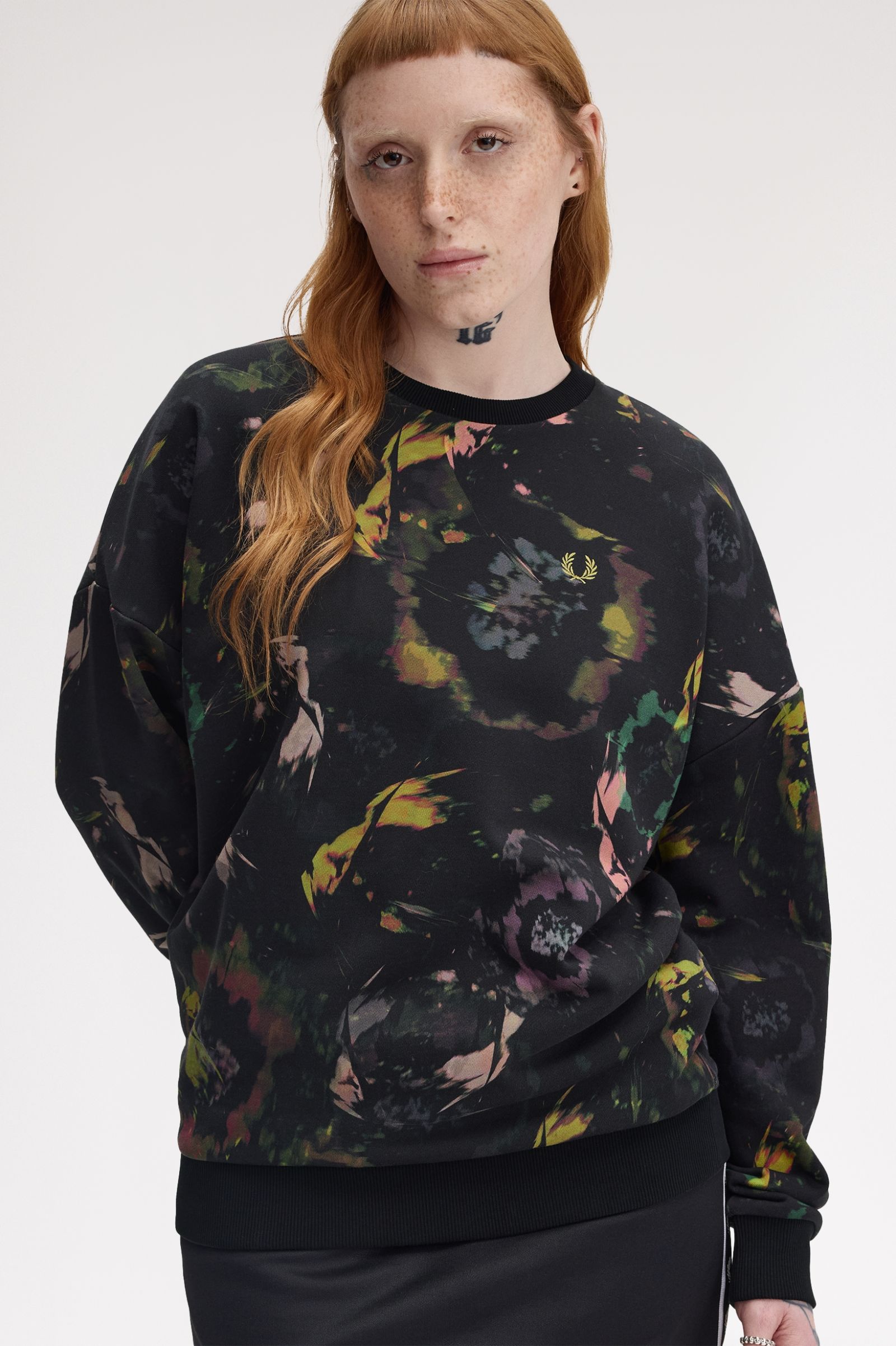 Fred Perry Floral Print Sweatshirt (Black)