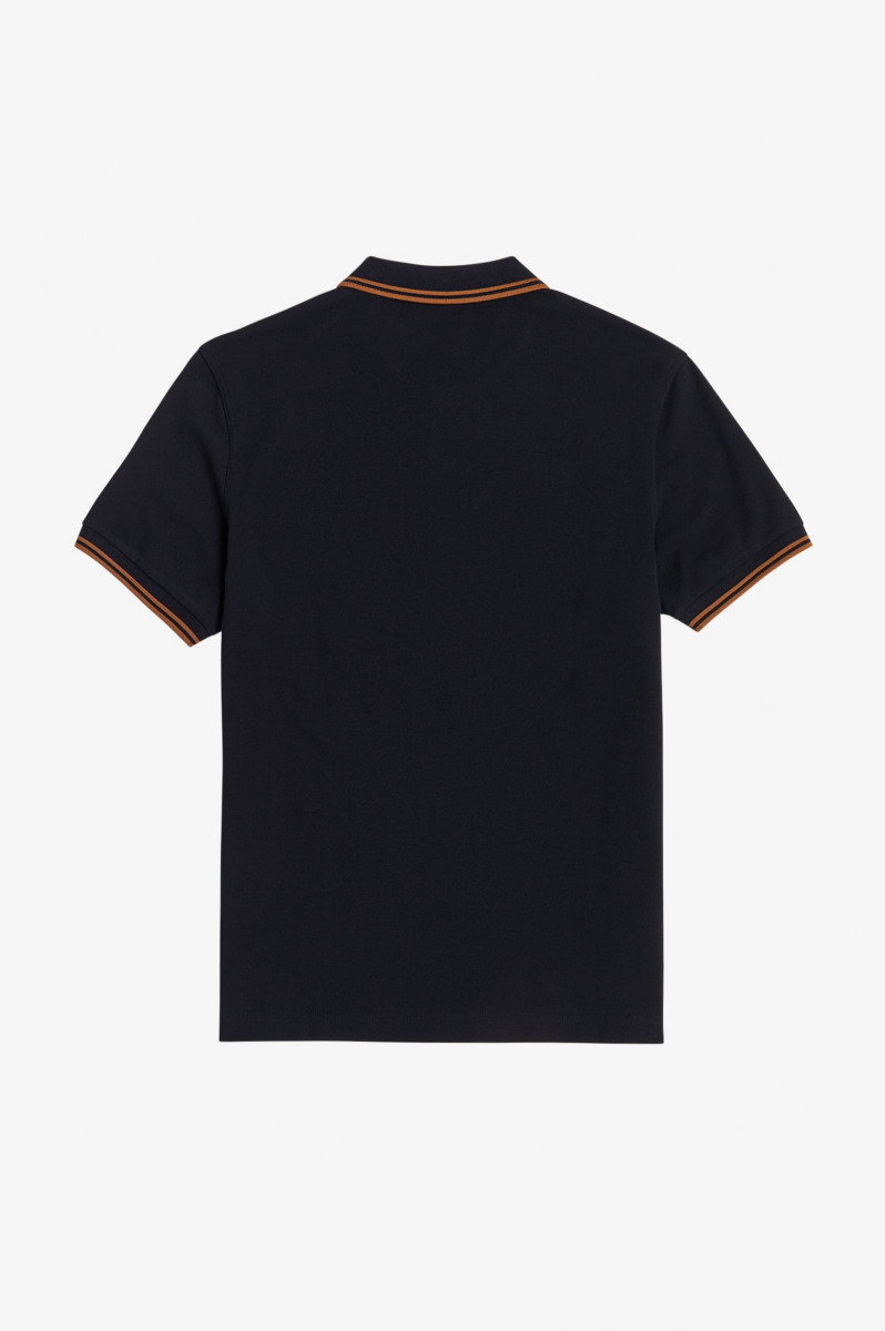 Fred Perry Twin Tipped Polo Shirt M3600 Black/Dark Caramel-S