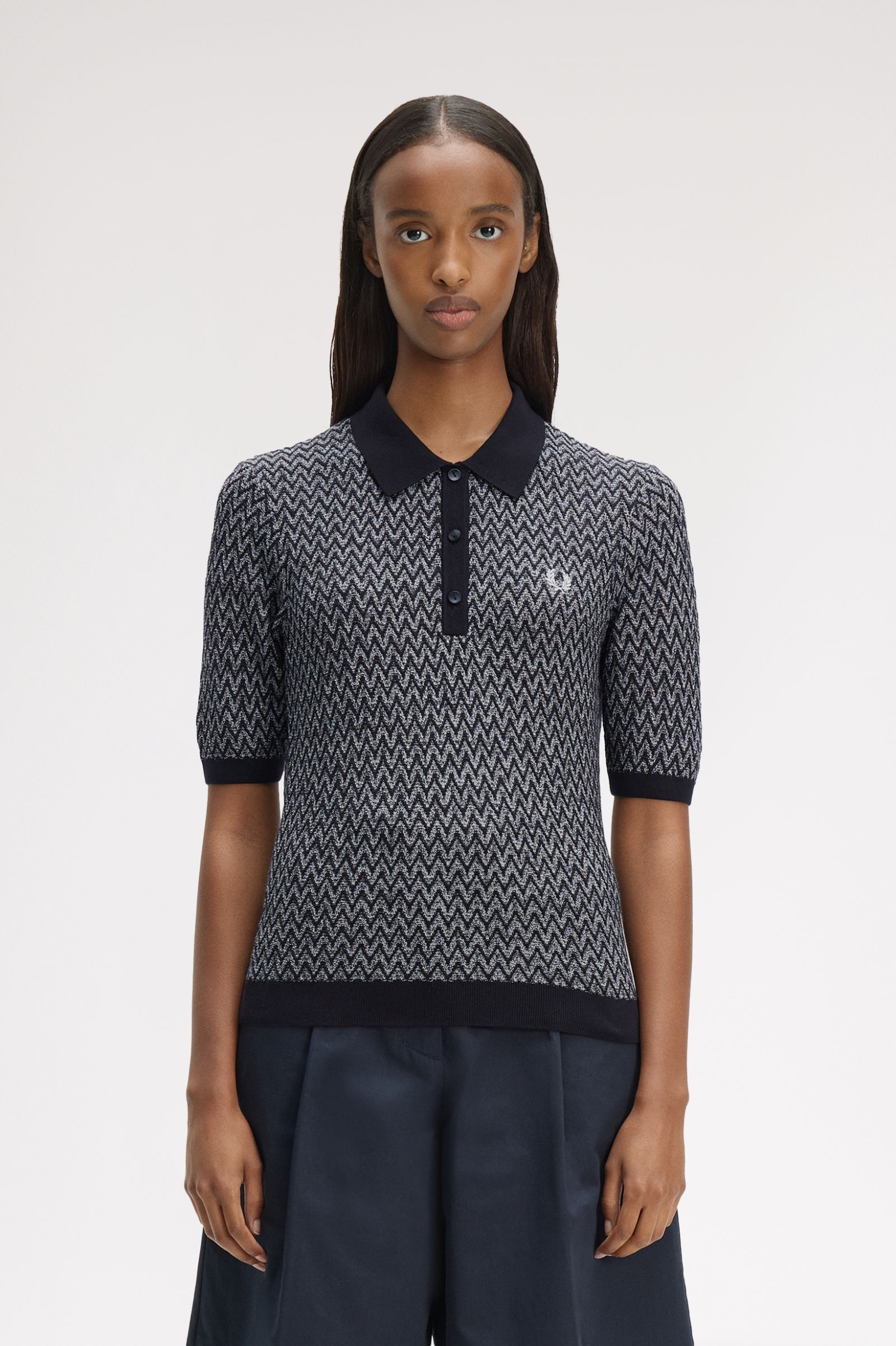 Fred Perry Textured Knitted Shirt (Black)