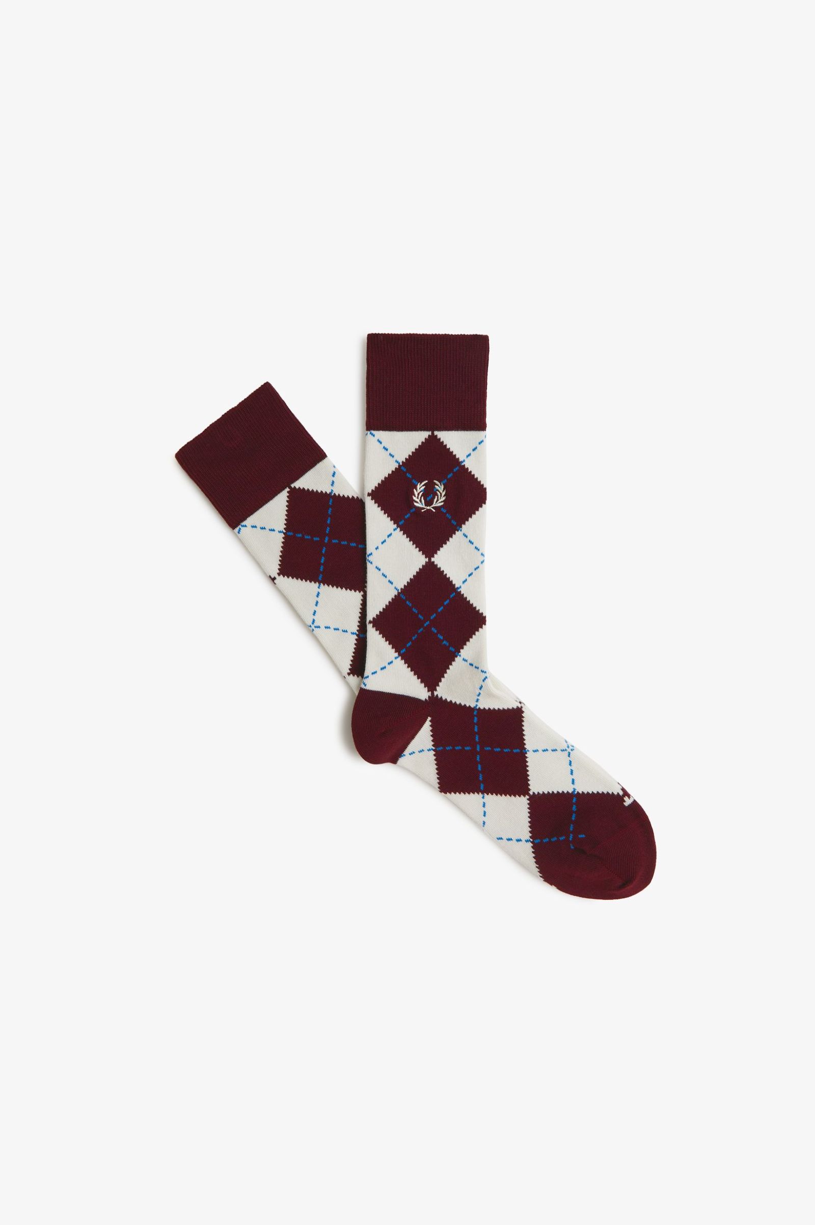Fred Perry Jacquard Argyle Sock (Oxblood/Ecru/Court Blue)