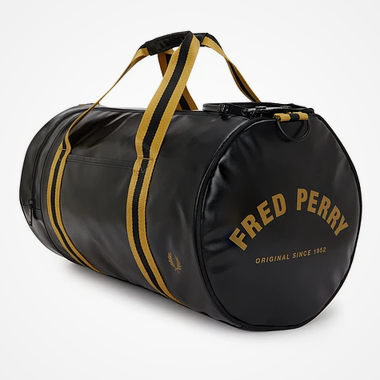 Fred Perry Tipped Classic Barrel Bag (Black/Gold)