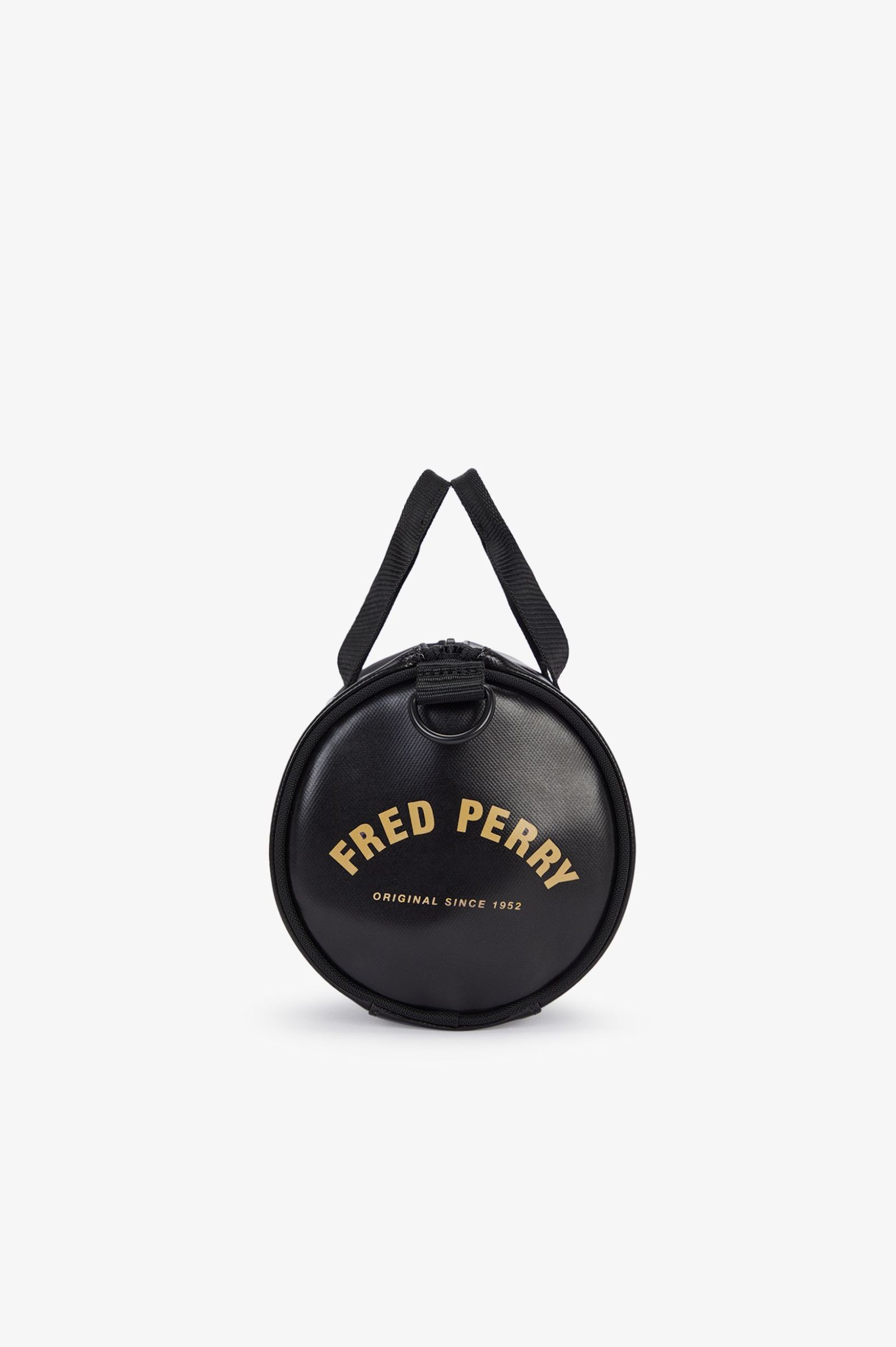 Fred Perry Tonal Classic Mini Barrel Bag in Black/Gold