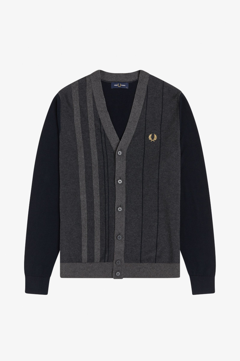 Fred Perry Cardigan Textured Stripe Navy K1532-L