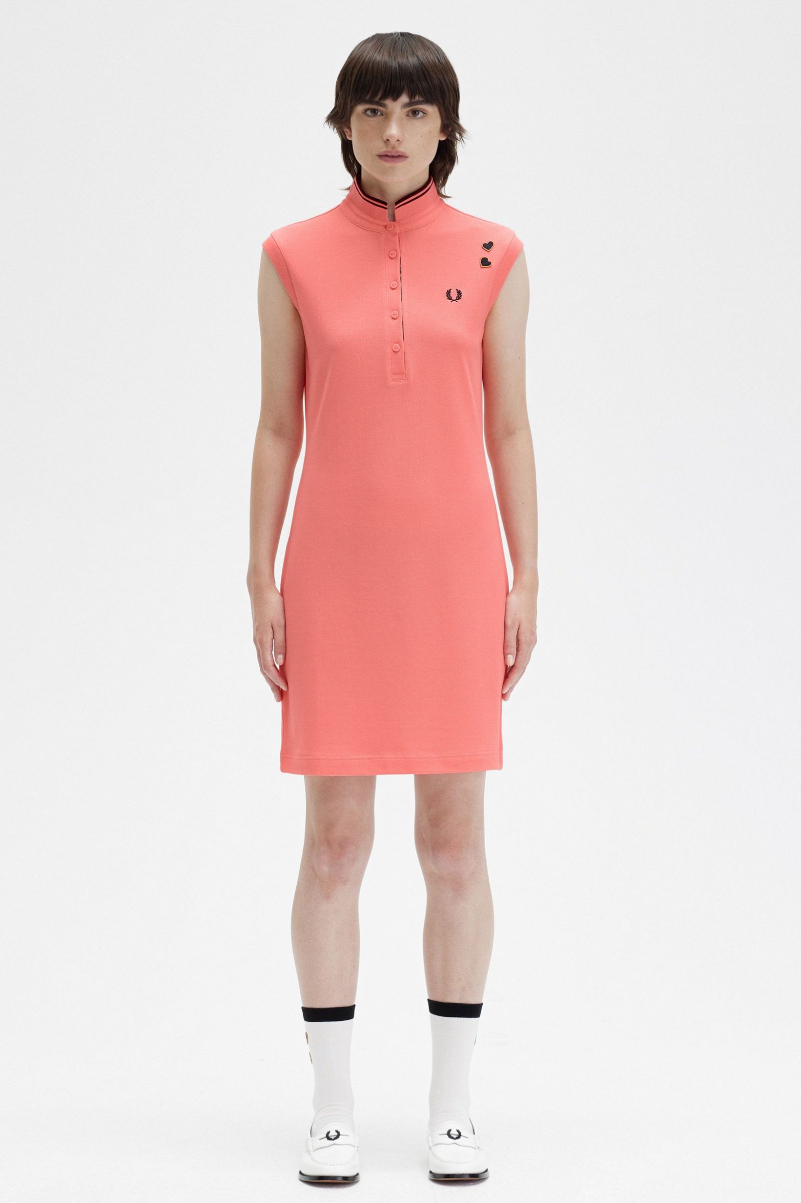 Fred Perry Damen Piqué-Kleid in Coral Heat