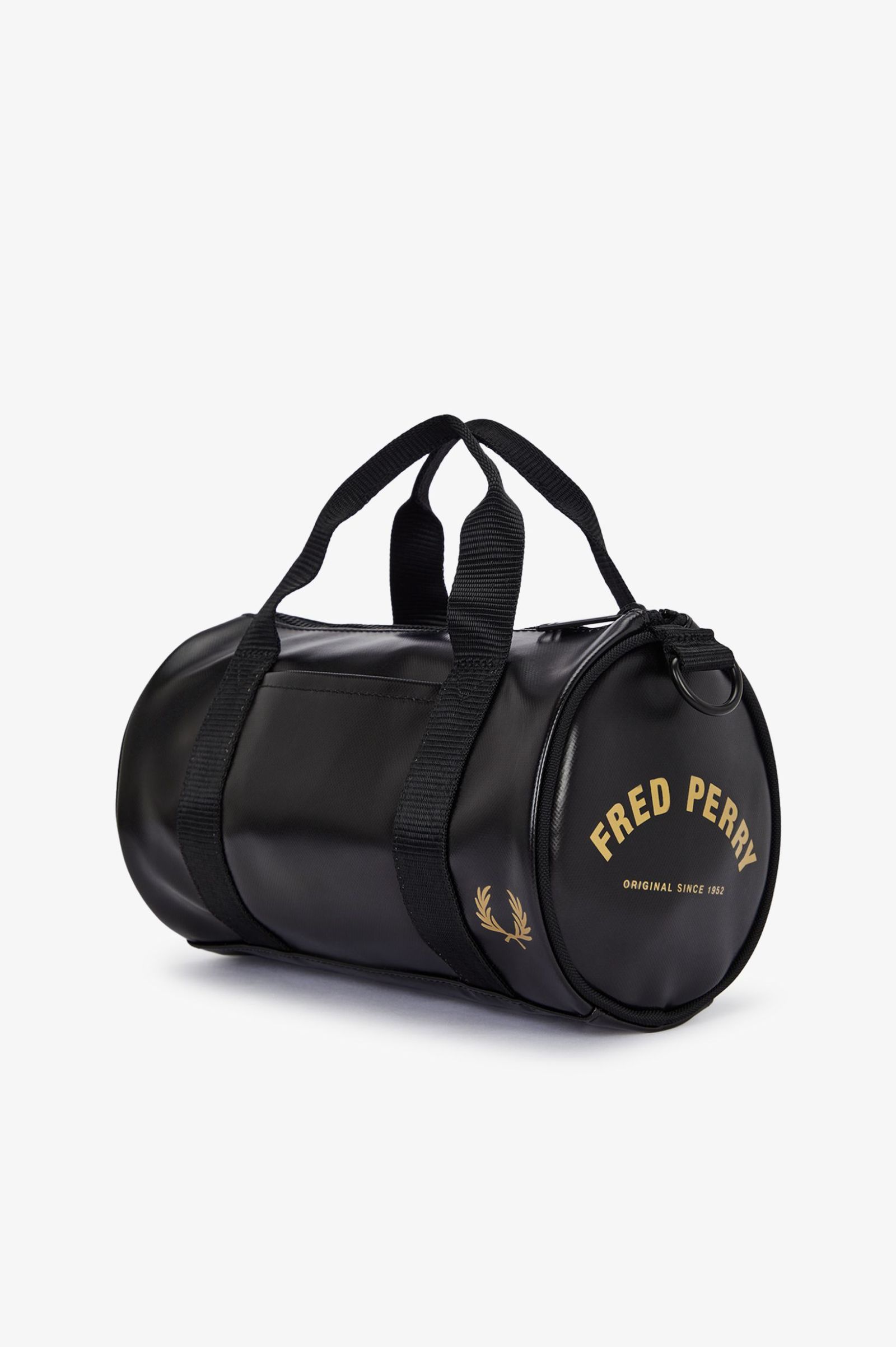 Fred Perry Tonal Classic Mini Barrel Bag in Black/Gold