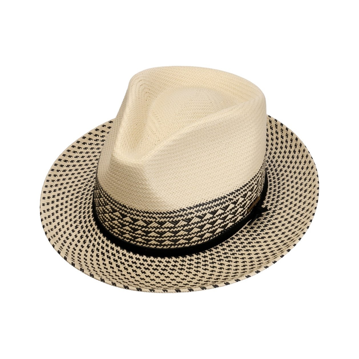 Stetson Meola Twotone Fedora Straw Hat (Nature/Black)