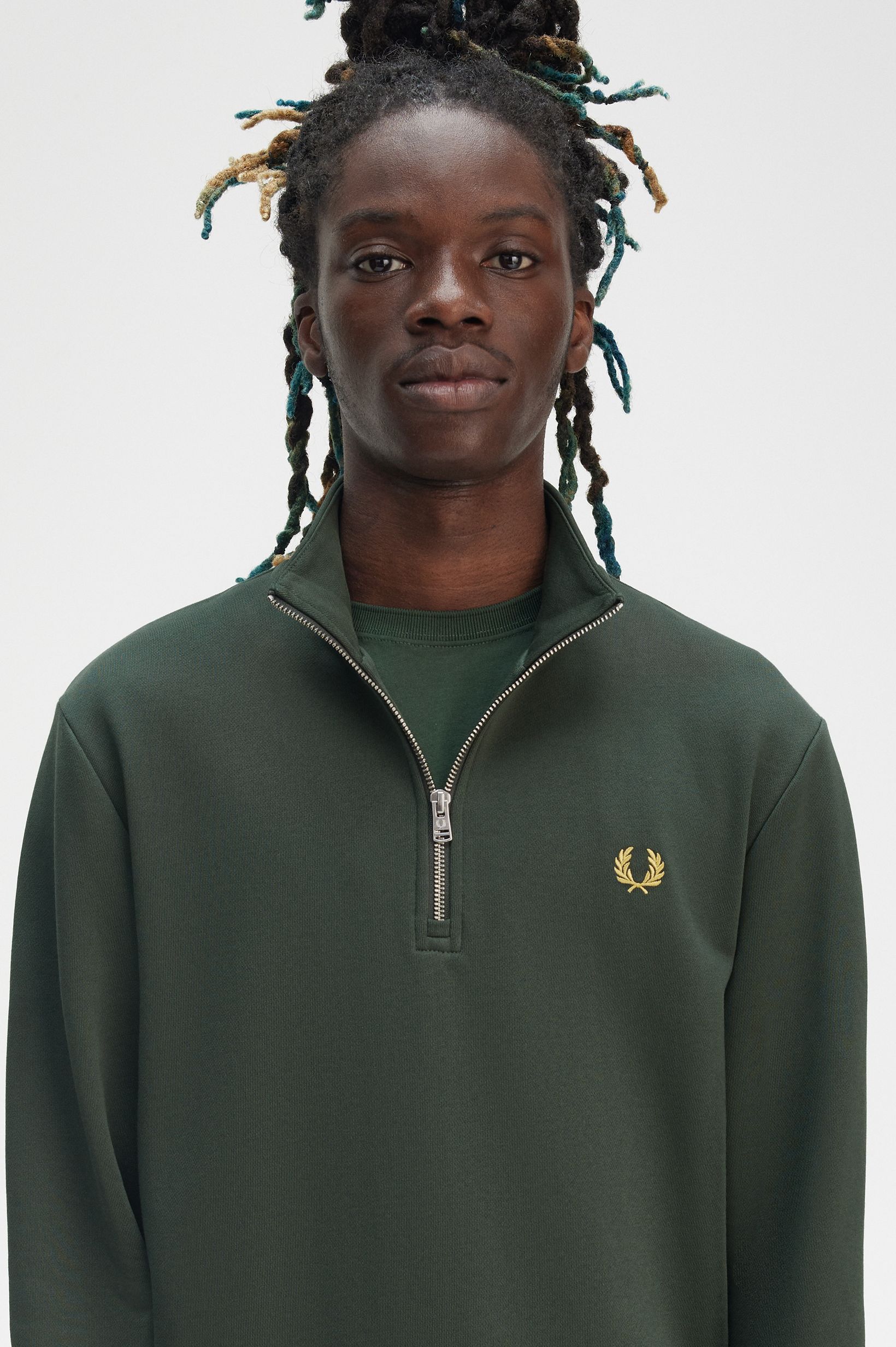 Fred Perry Half Zip Sweatshirt in Courtgreen