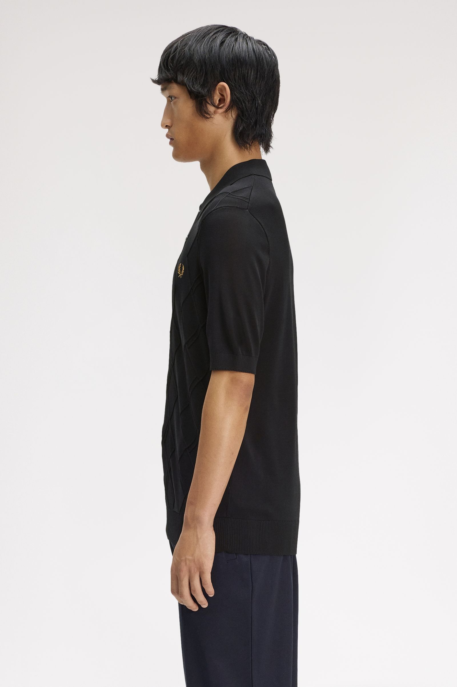 Fred Perry Cable Knitted Shirt (Black)