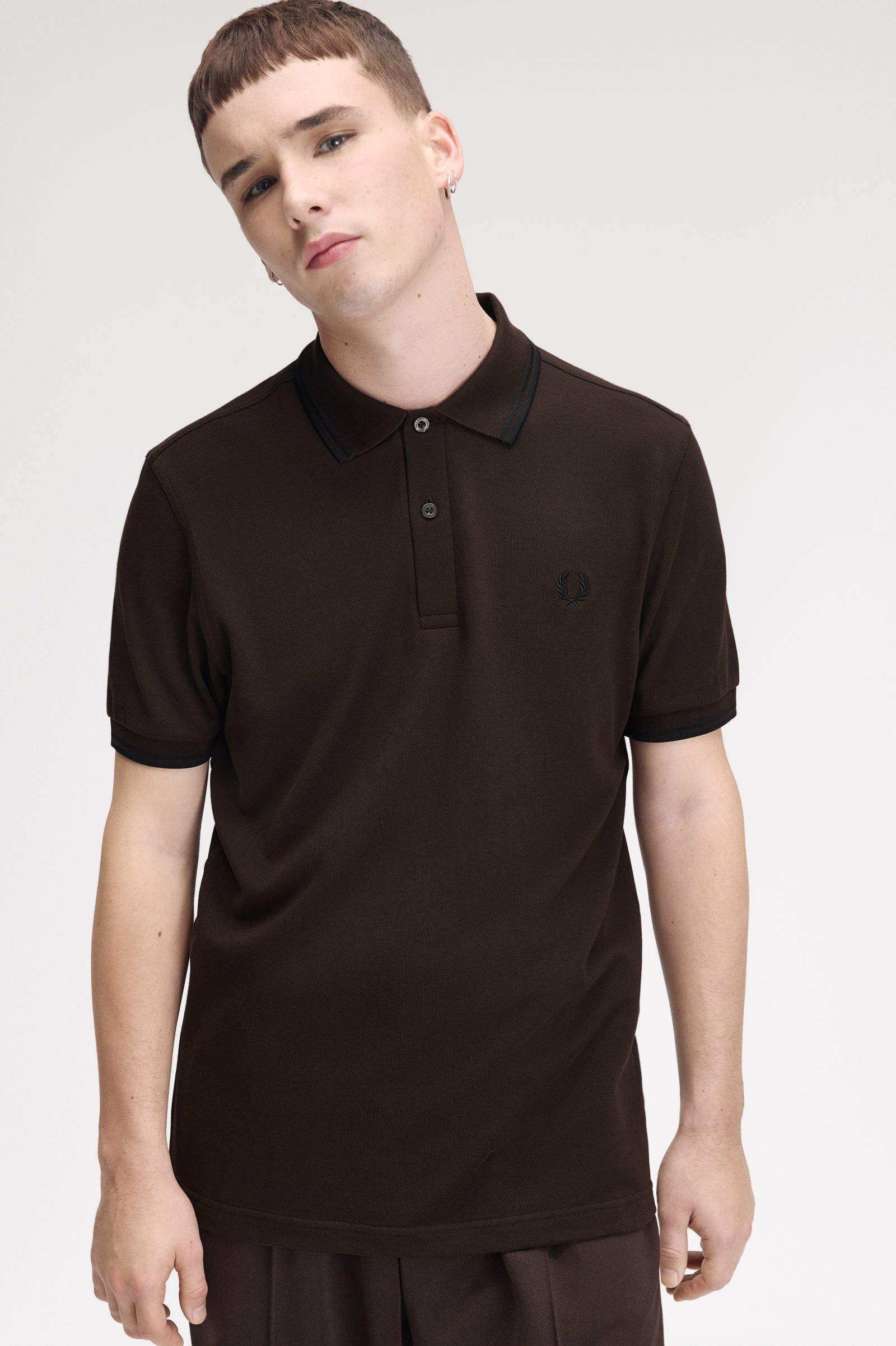 Fred Perry M3600 Twin Tipped Polo Shirt (Rich Brown/Black)