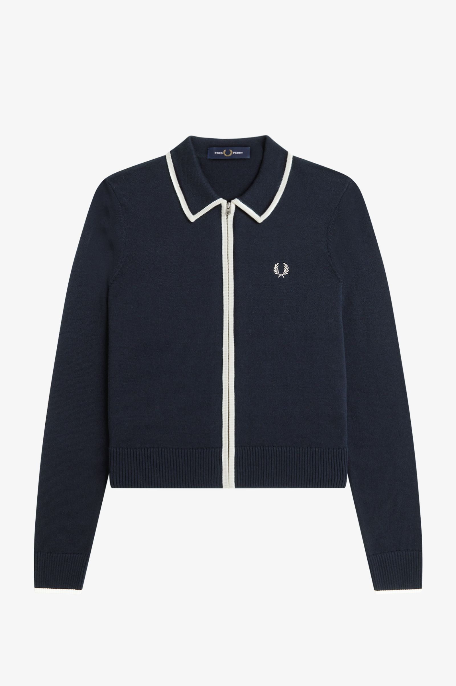 Fred Perry Zip-Through Knitted Shirt (Navy)