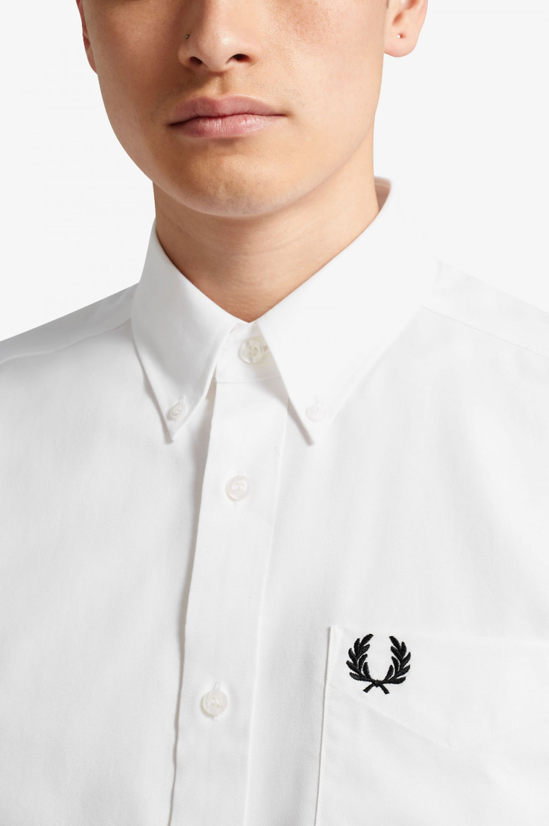 Fred Perry Hemd Kurzarm Oxford White M8502-M