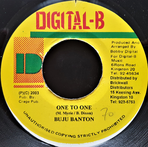 Buju Banton – One To One / B. Dixon –	Rhythm - One To One (7")   