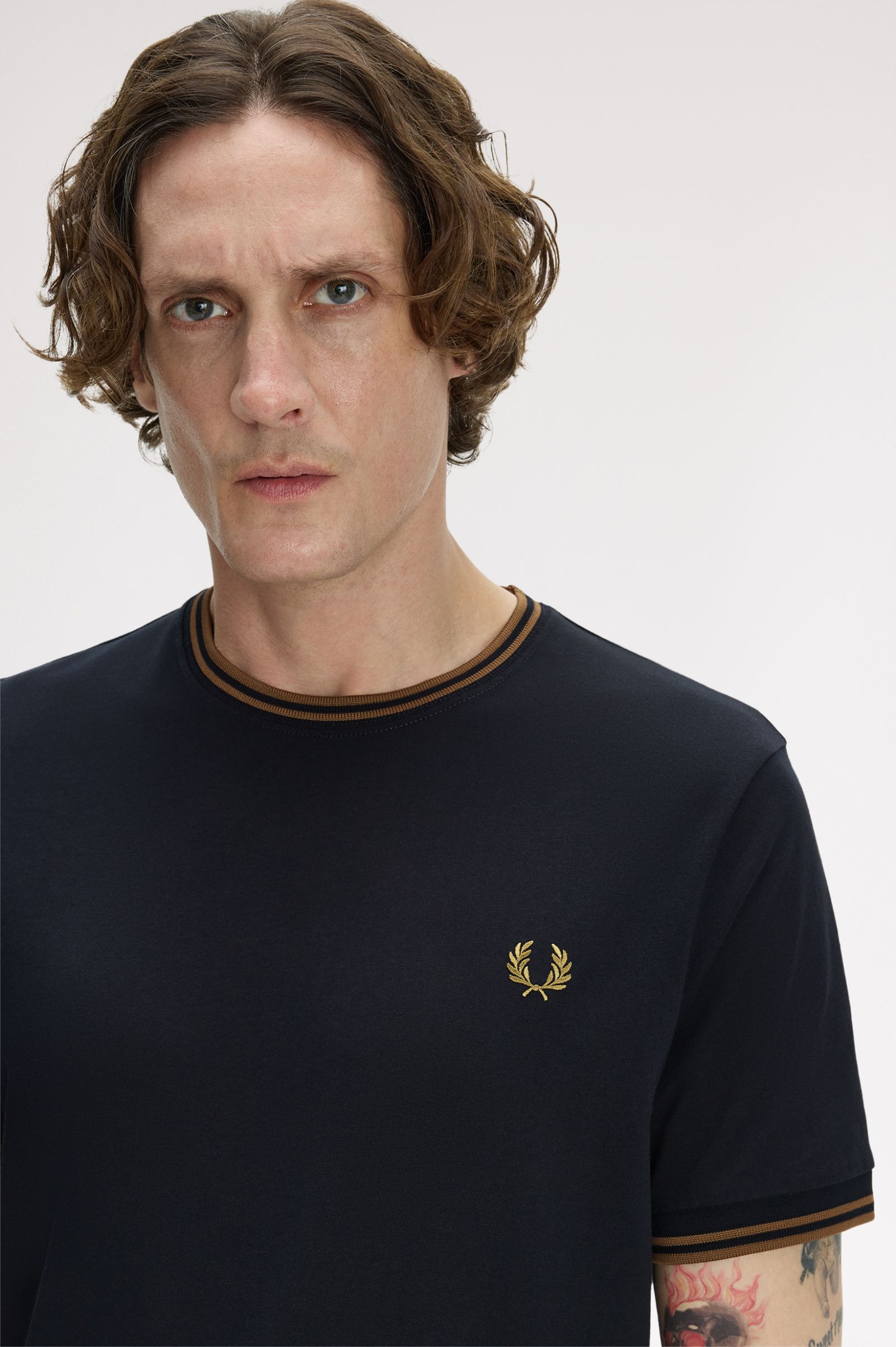Fred Perry Twin Tipped T-Shirt (Navy/Bronze)