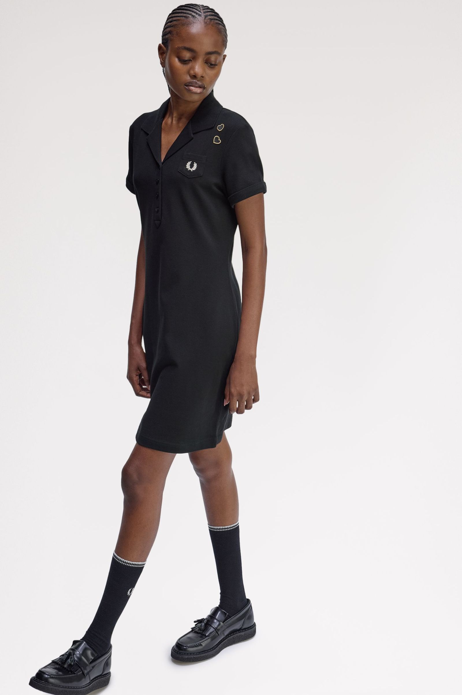Fred Perry Amy Winehouse Pocket Detail Pique Dress (Black)