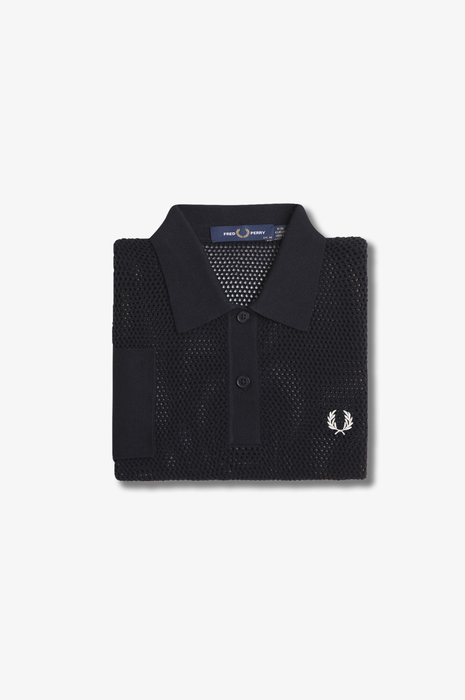 Fred Perry Open Knit Damen Poloshirt in Black