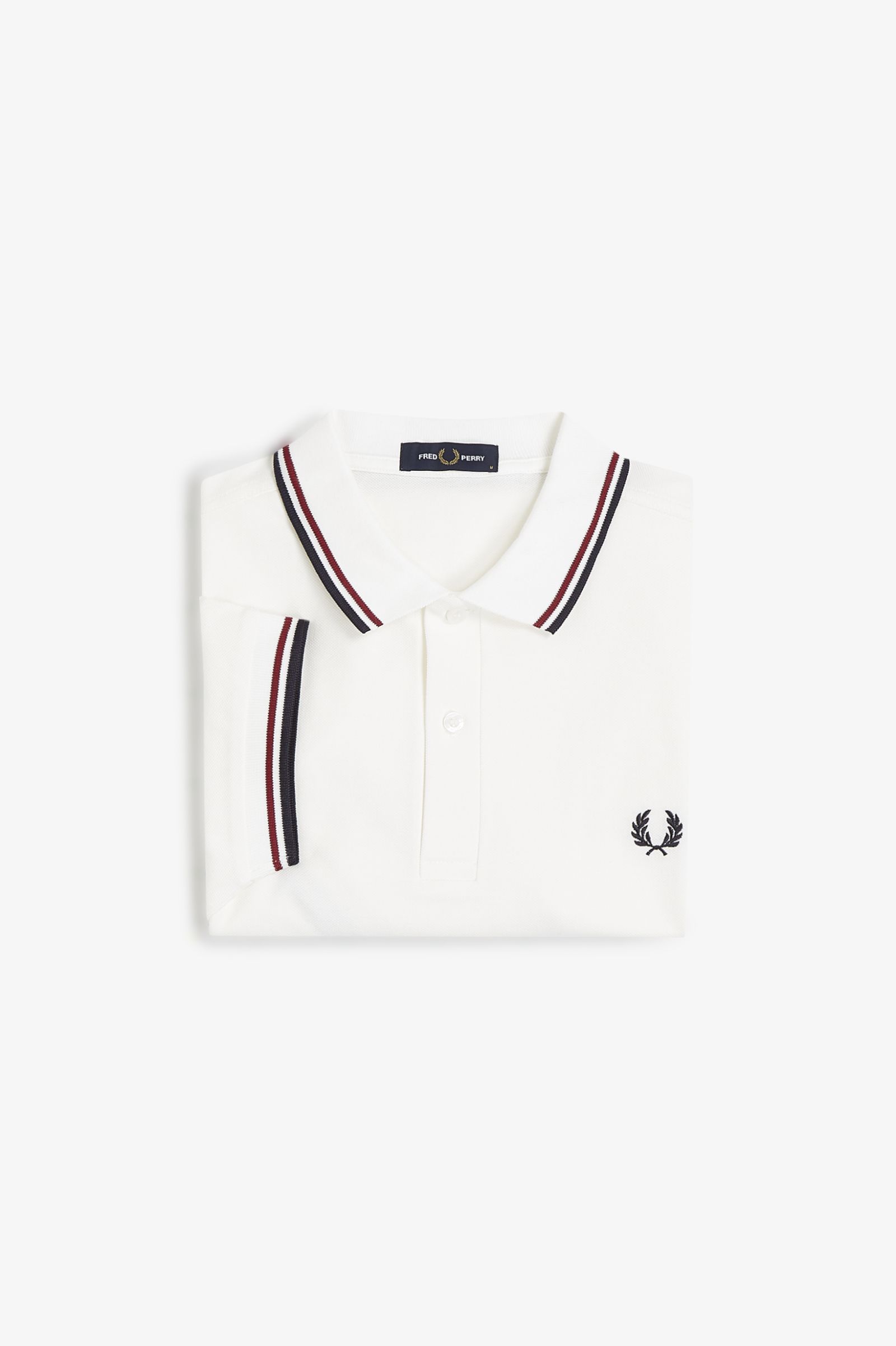 Fred Perry Twin Tipped M3600 Shirt in Snow White/Burnt Red/Navy 