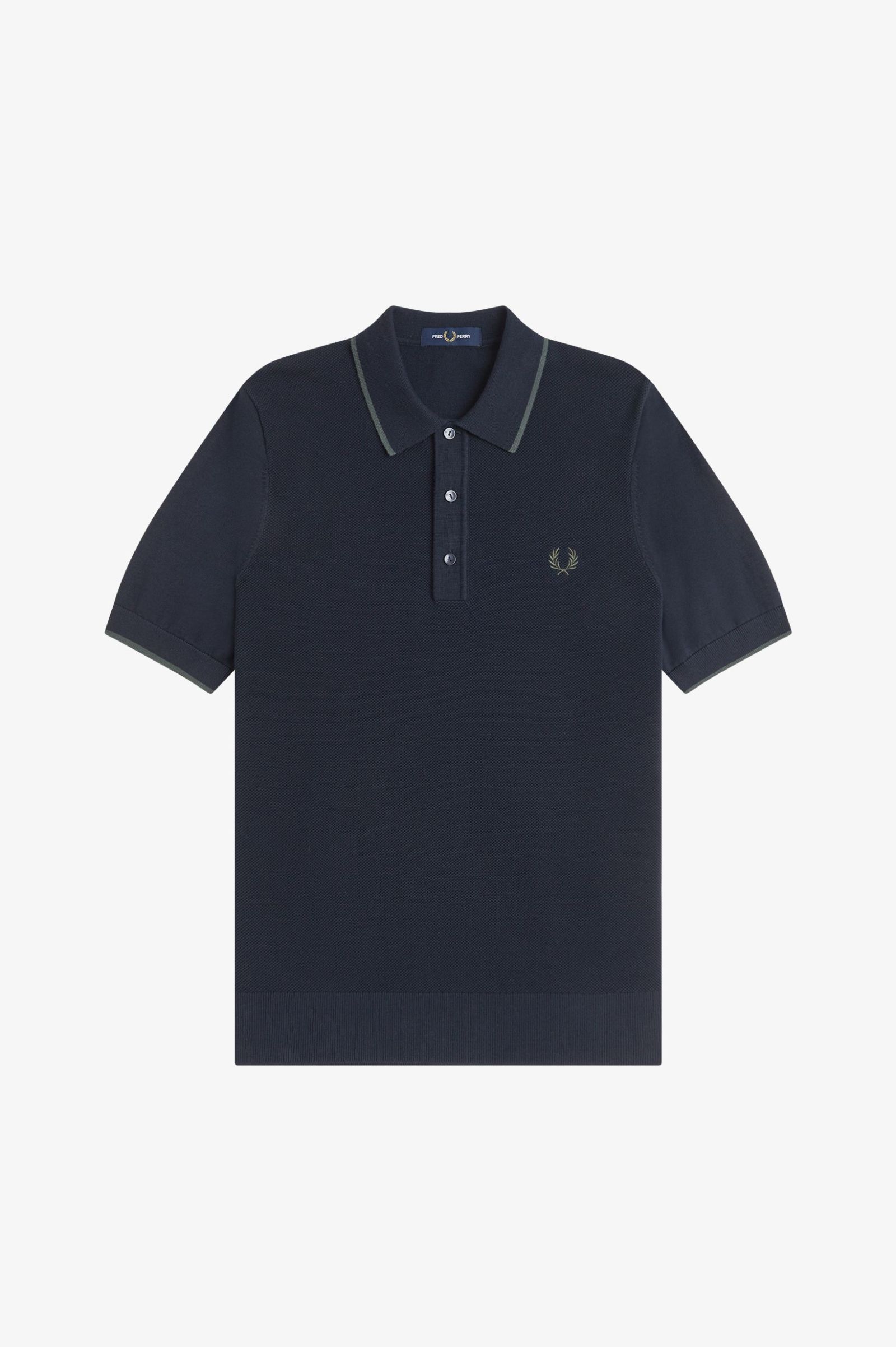 Fred Perry Pique Stitch Knitted Shirt (Navy)