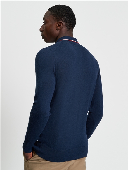Ben Sherman Tipped Merino Polo (Dark Navy)