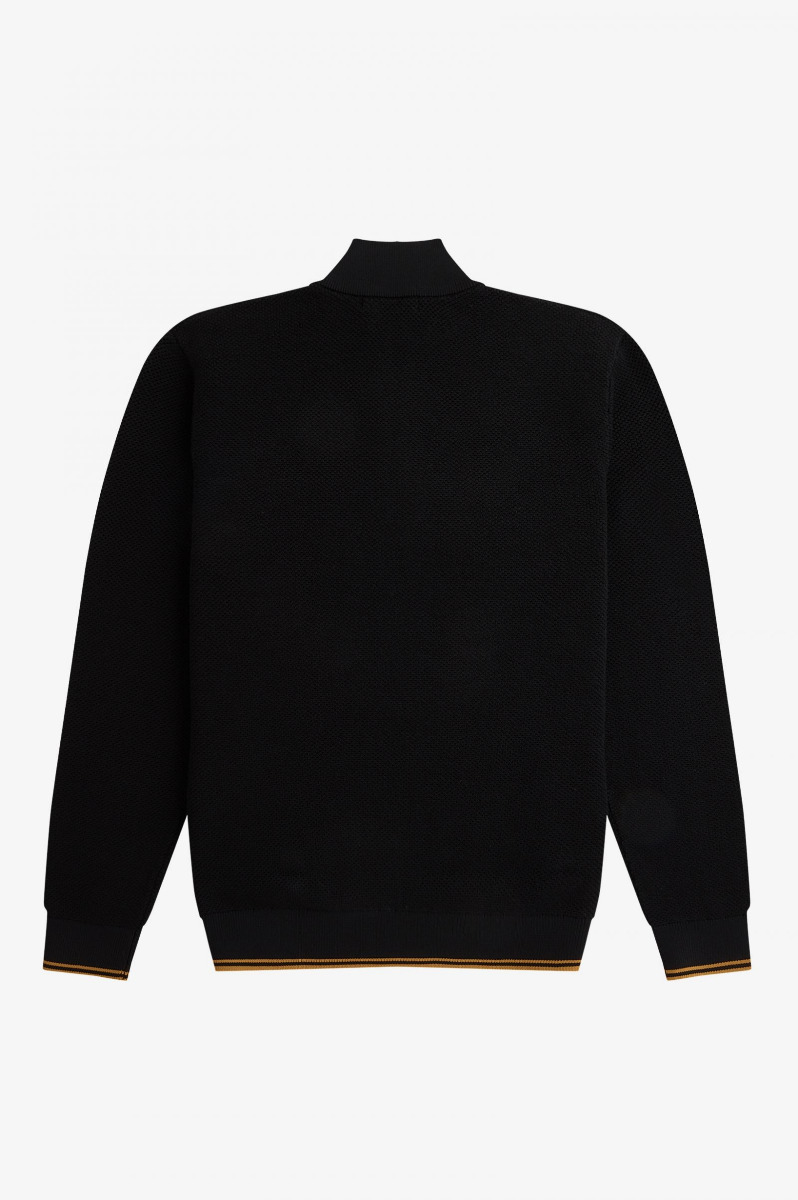 Fred Perry Textured Merino Half zip Jumper Black-S