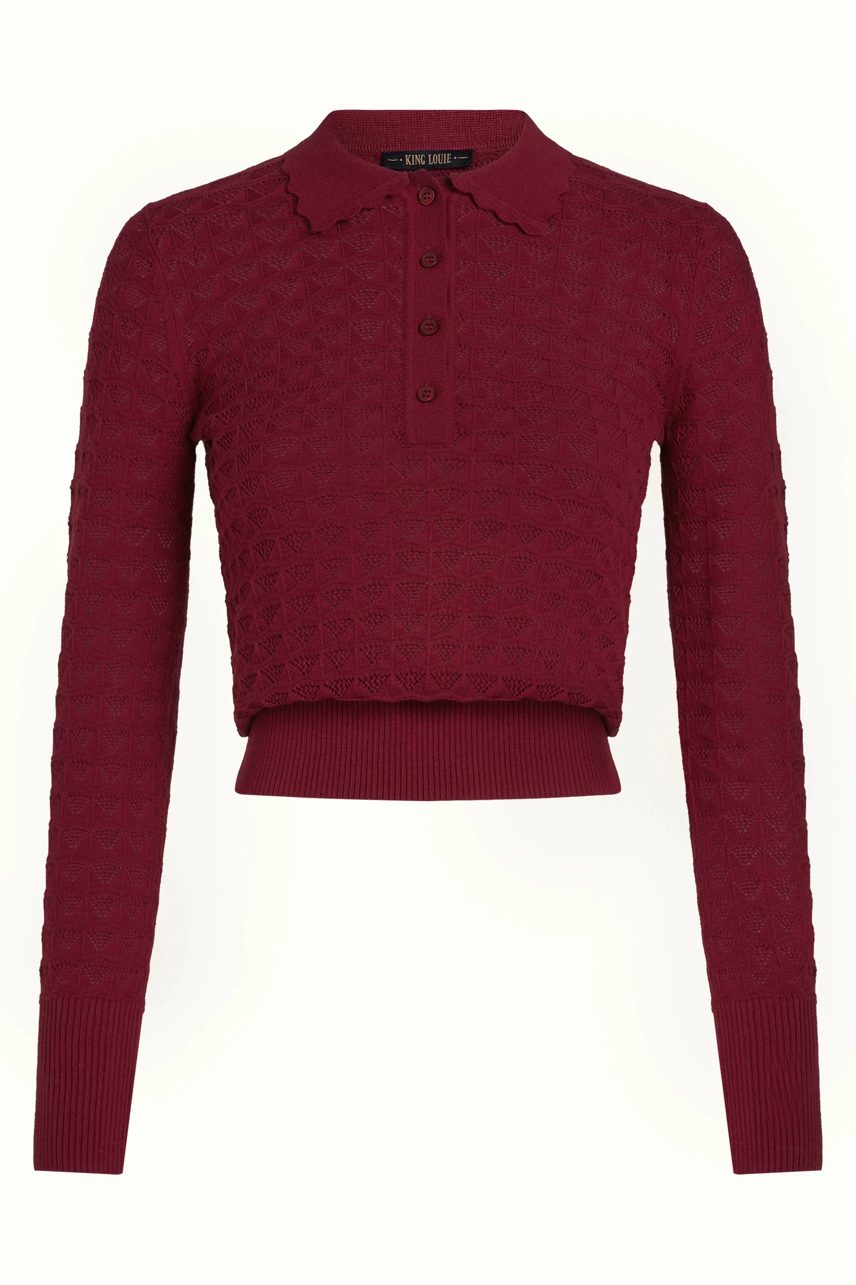 King Louie Polo Top Avel Knit (Rhubarb Red)