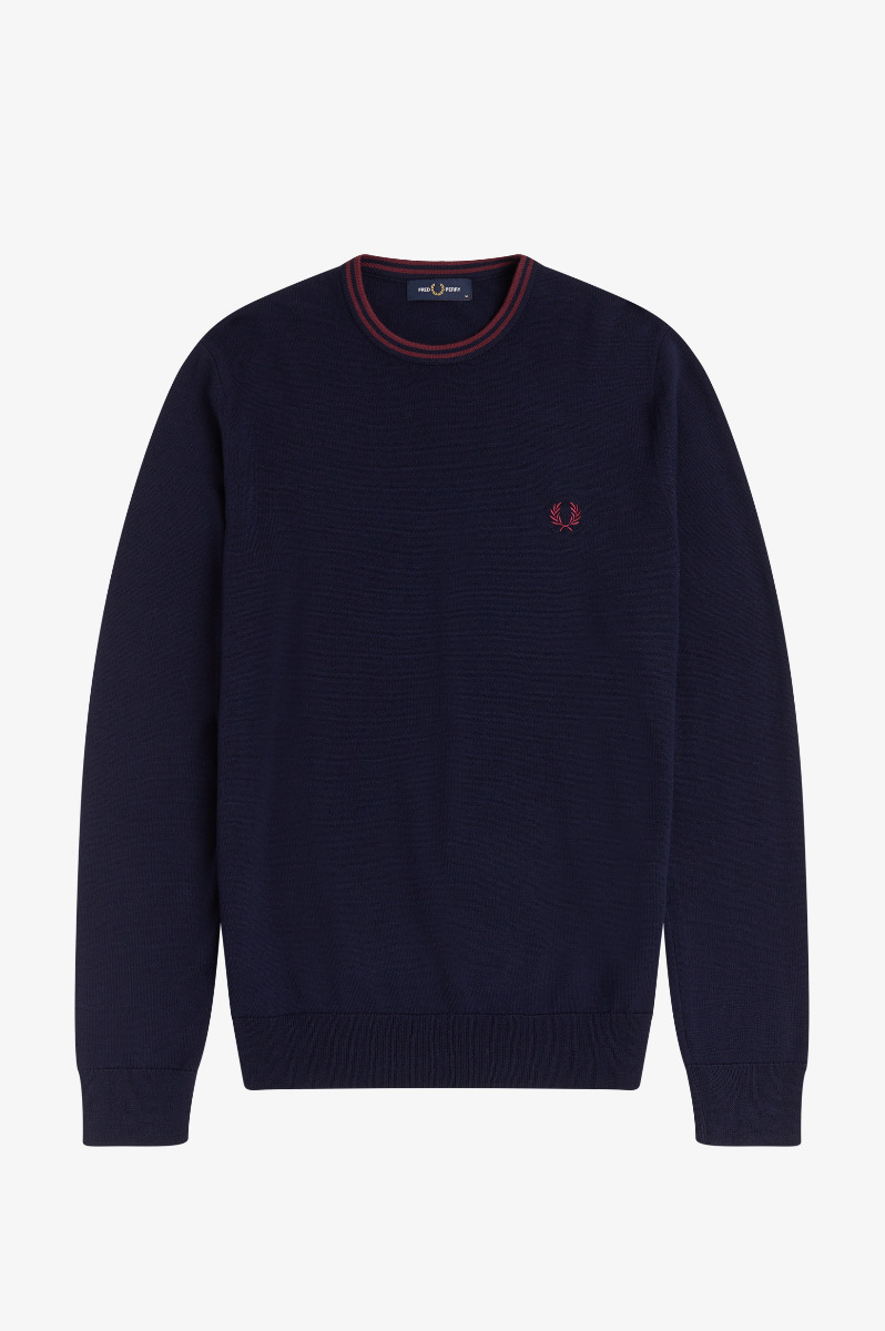Fred Perry Classic Crew Neck Jumper K9601 Navy/Aubergine-XL