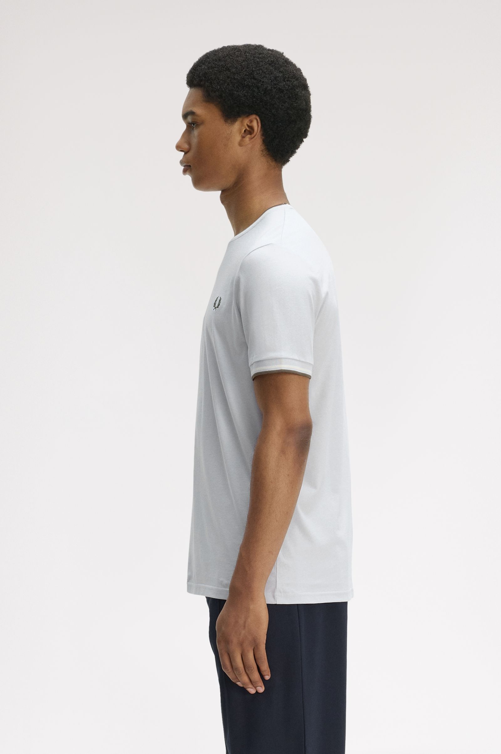 Fred Perry Twin Tipped T-Shirt (Dusky Blue/Ecru/Laurel Wreath Green)