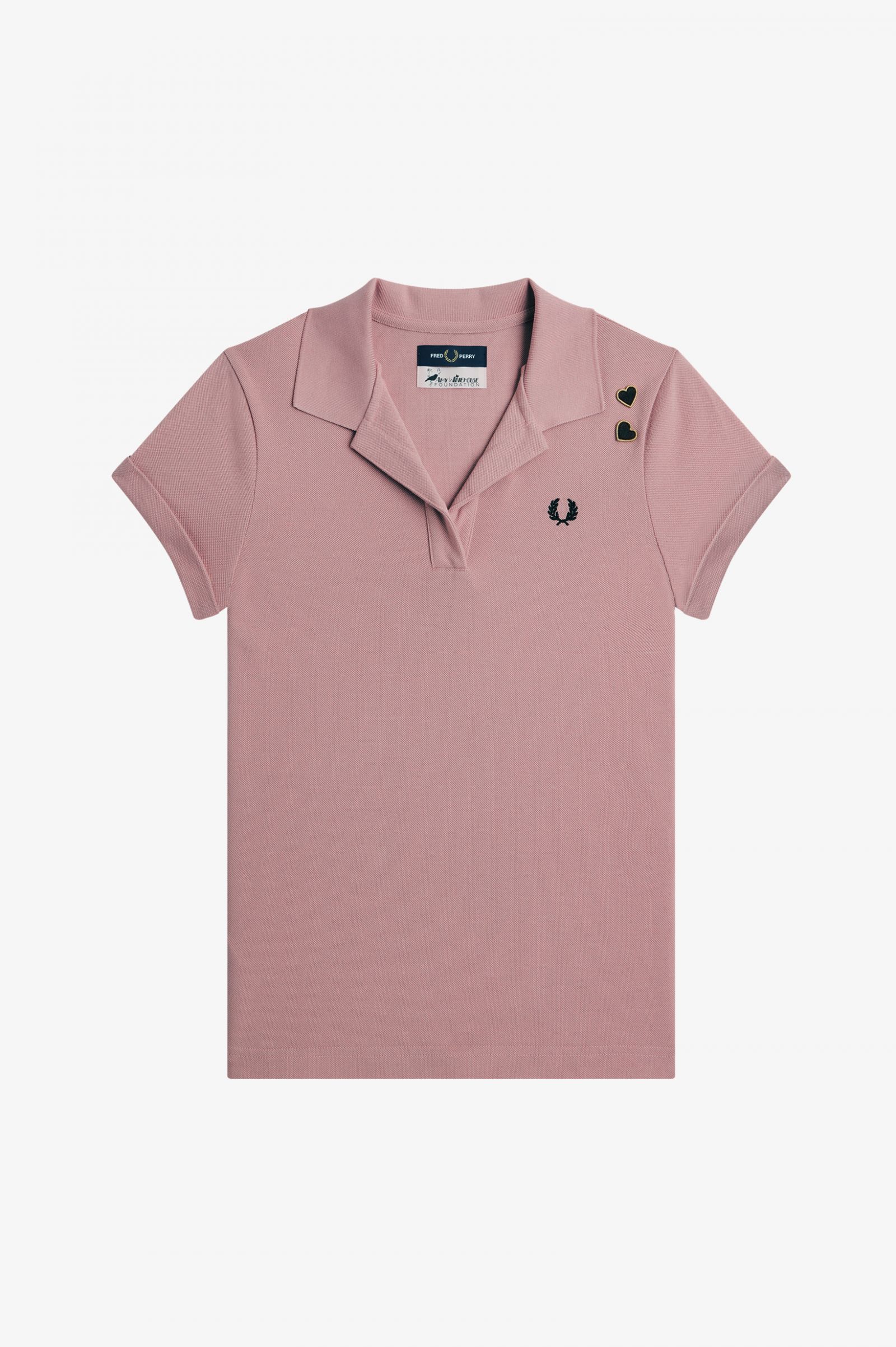 Fred Perry Open Collar Pique Shirt in Dusty Rose Pink