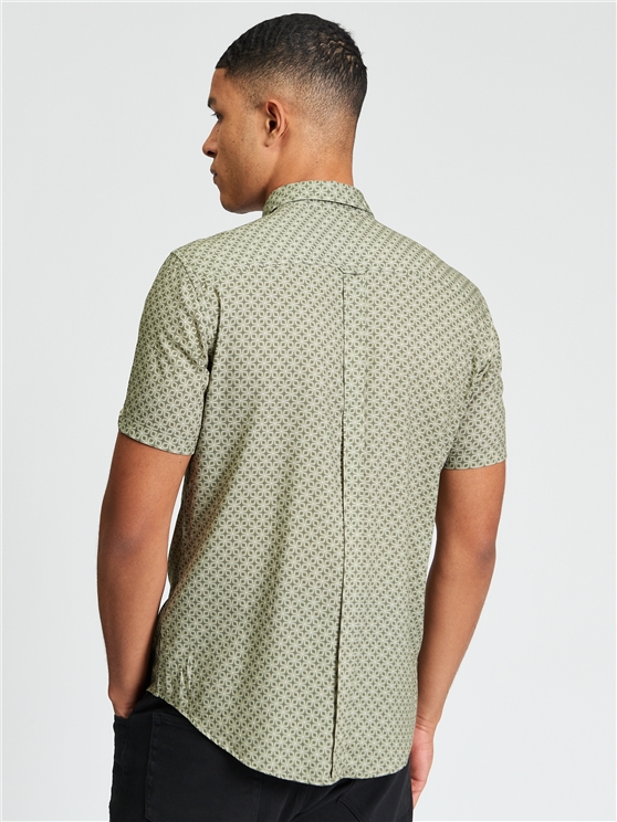 Ben Sherman Linear Geo Print Shirt (Loden)