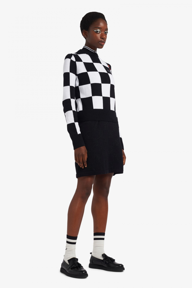 Fred Perry DamenPullover Checkerboard Black