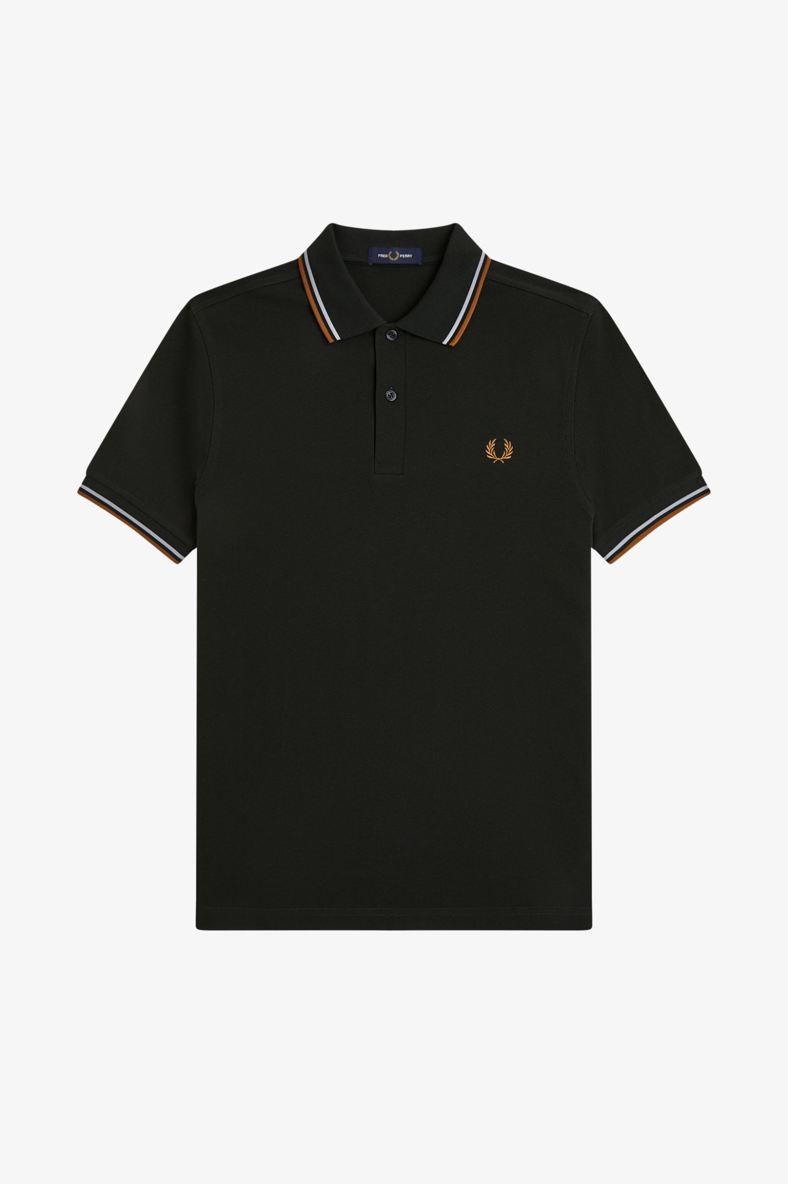 Fred Perry M3600 Twin Tipped Polo Shirt (Night Green/Dusky Blue/Dark Caramel)