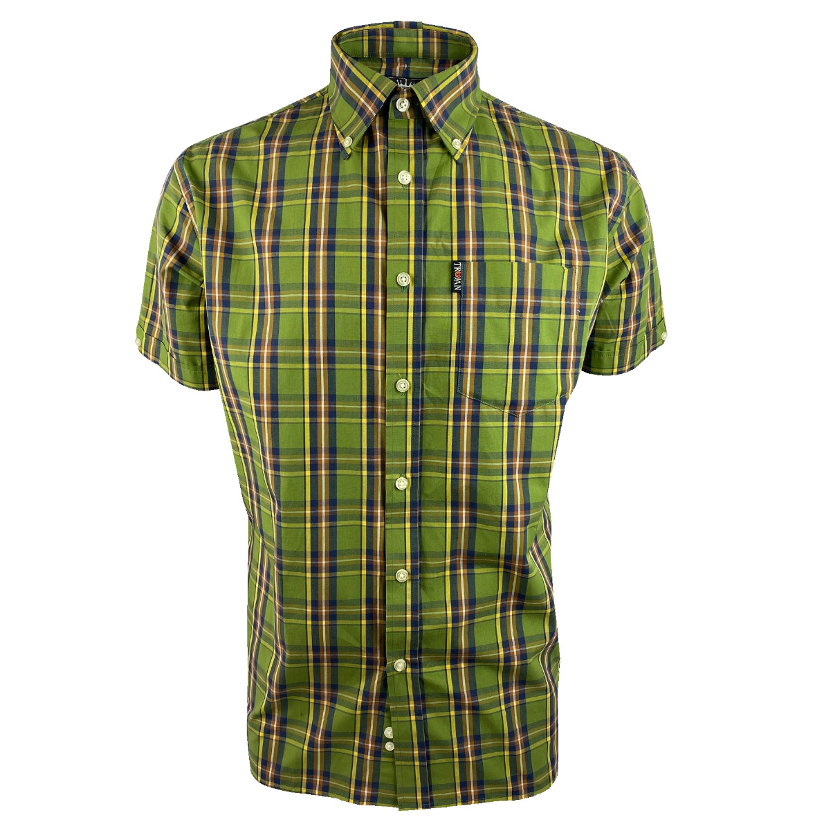 Trojan Classic Check Short Sleeve Shirt Green-S