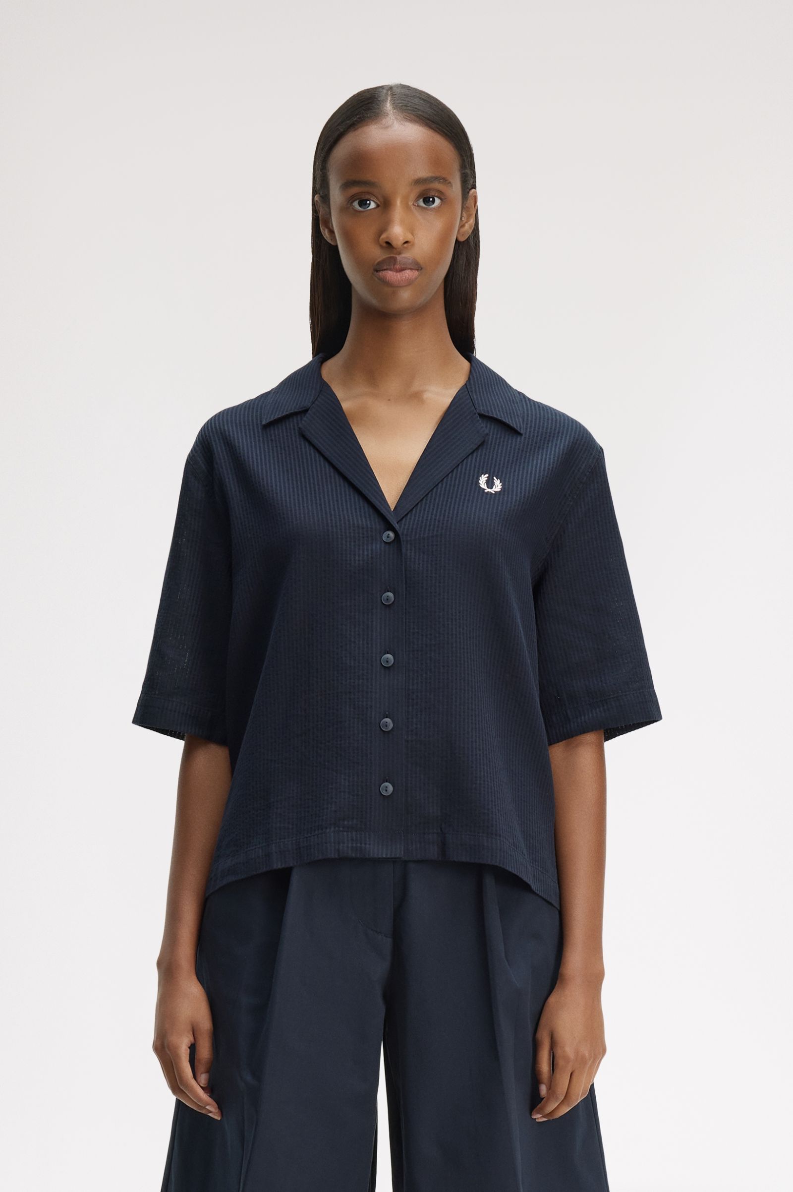 Fred Perry Sheer Stripe Shirt (Navy)