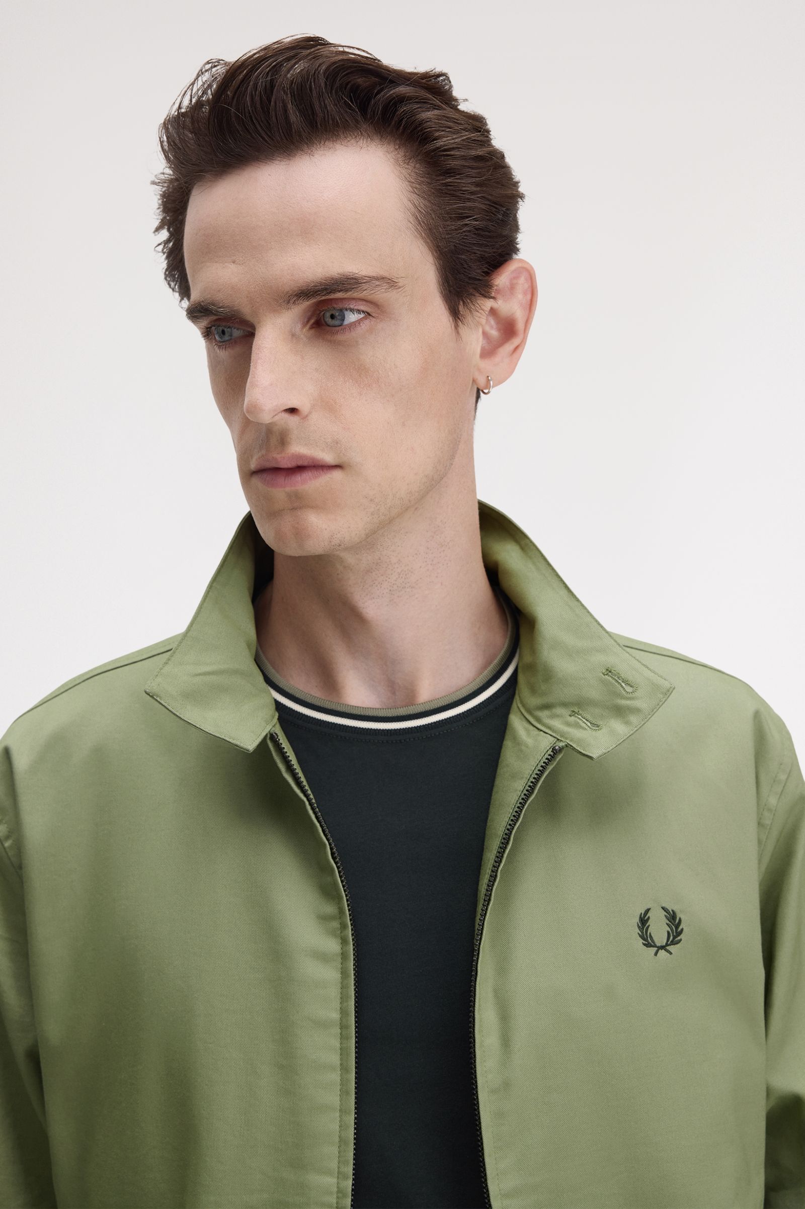 Fred Perry Classic Harringon Jacket in Olive Mint 