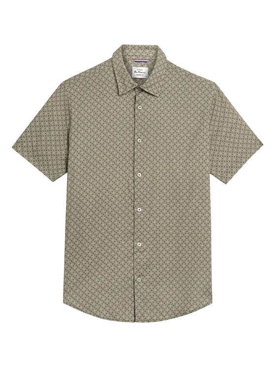 Ben Sherman Linear Geo Print Shirt (Loden)