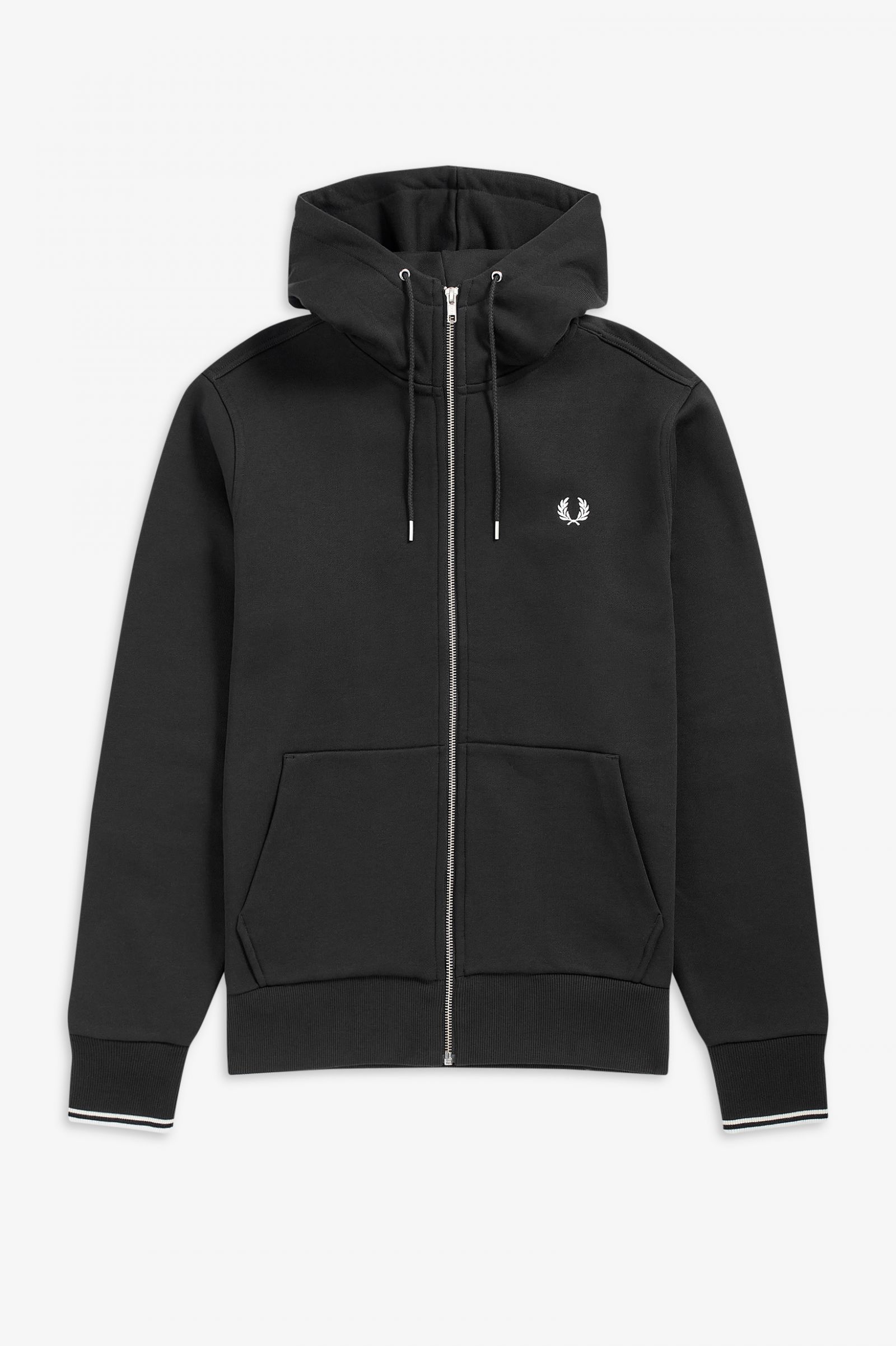 Fred Perry Hooded Zip Sweatshirt in Black